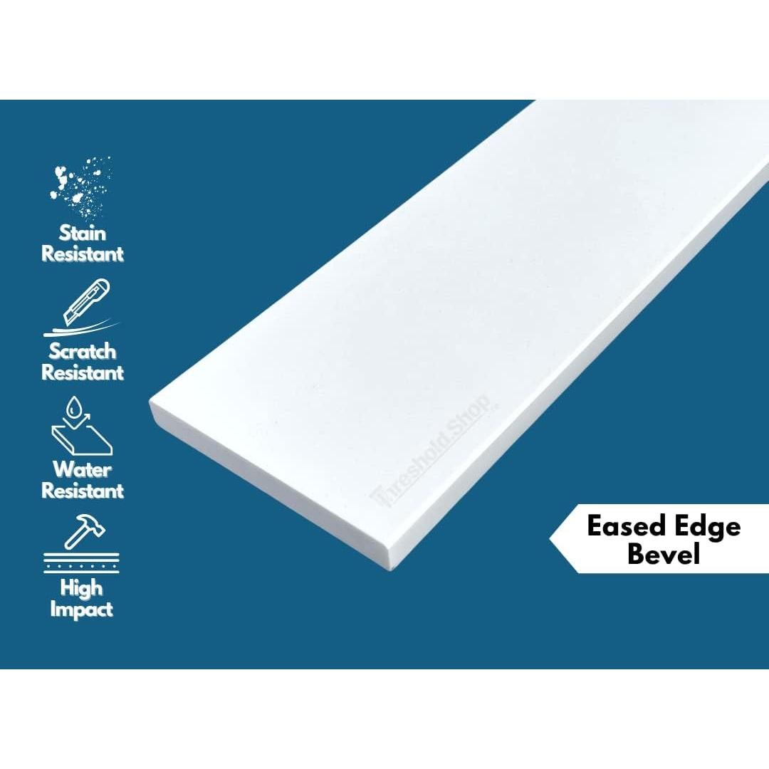 Umbral de Ducha de Mármol Ingenierizado Blanco 10.16x152.4 cm