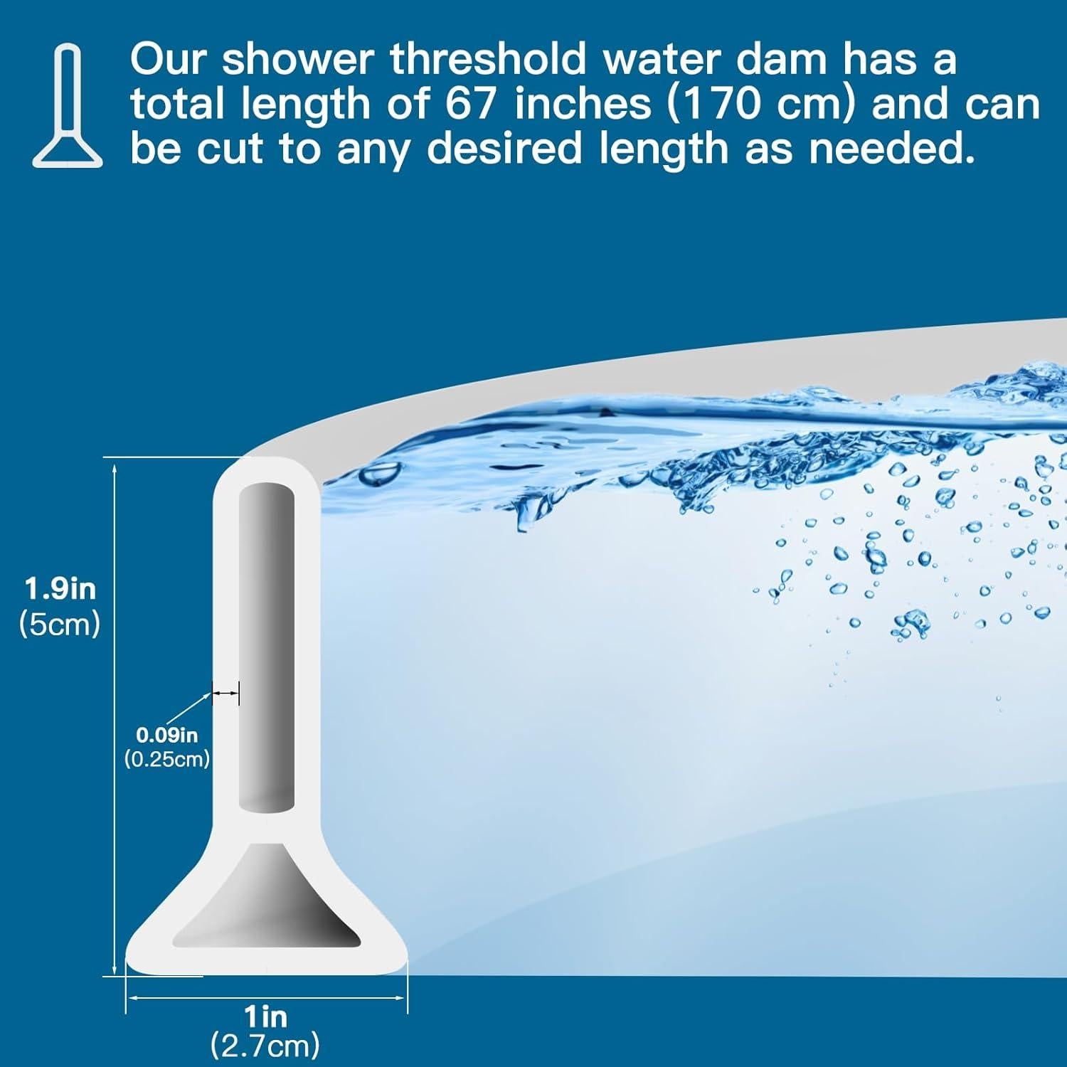 Barrera de agua para umbral de ducha Keptwell 67" (170 cm)