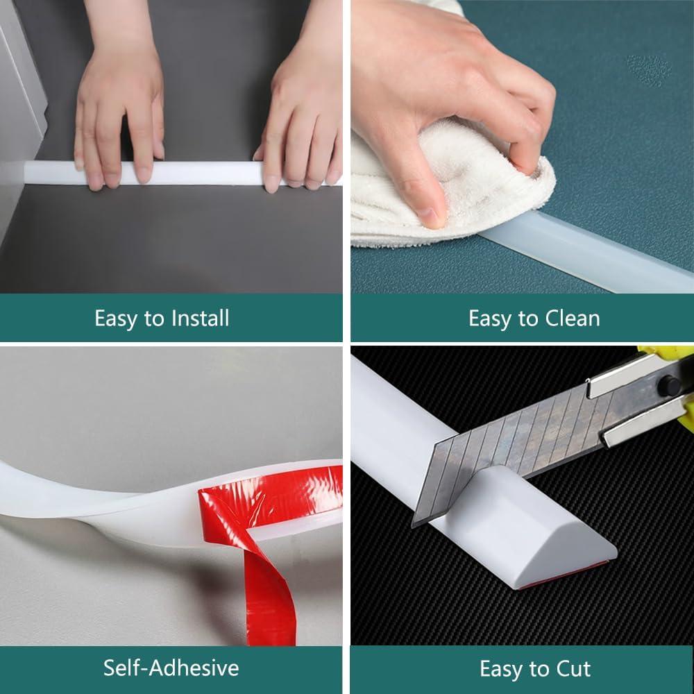 Dique de Ducha Colapsable KRUI 140 cm, Barrera de Agua Transparente