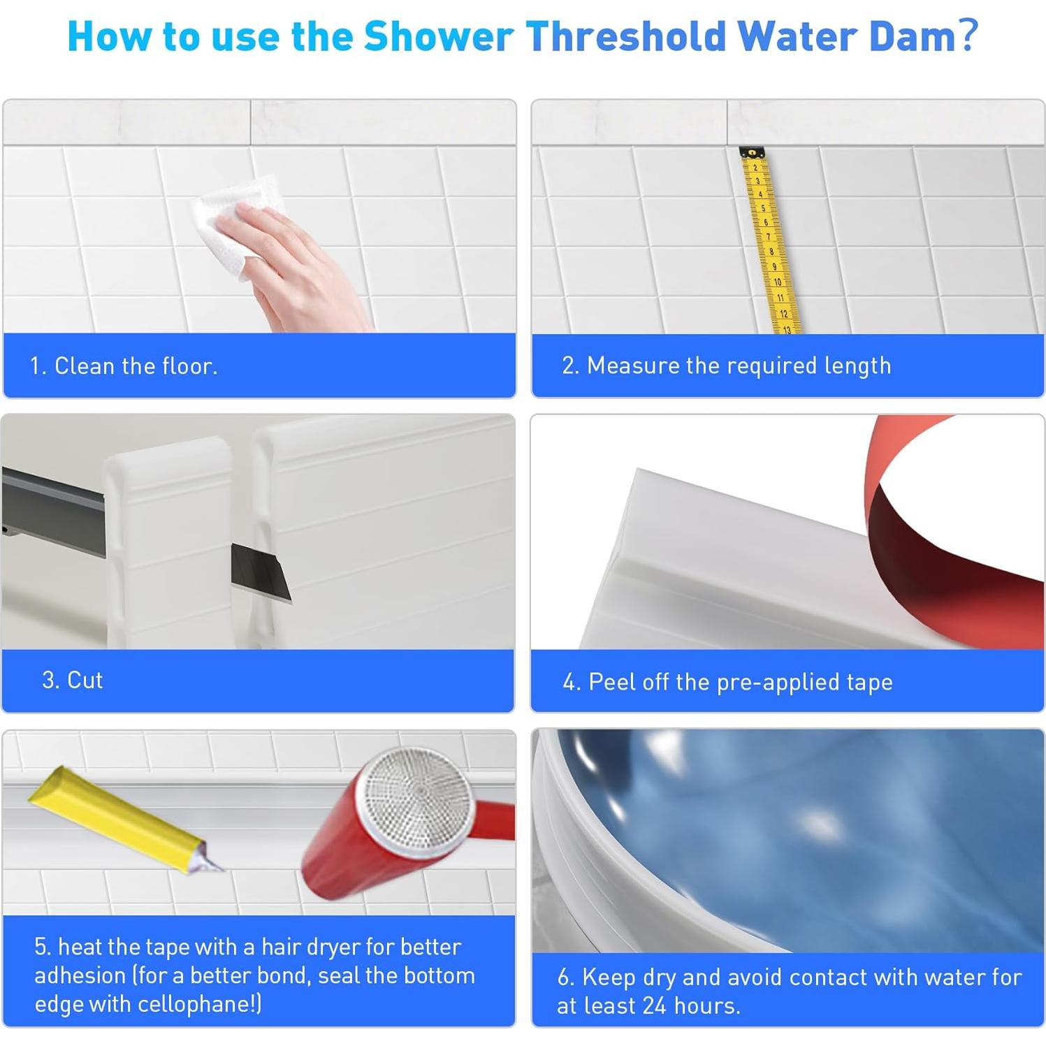 Dique de Agua para Ducha ZUERST 228.6 cm Autoadhesivo 9.65 cm Alto