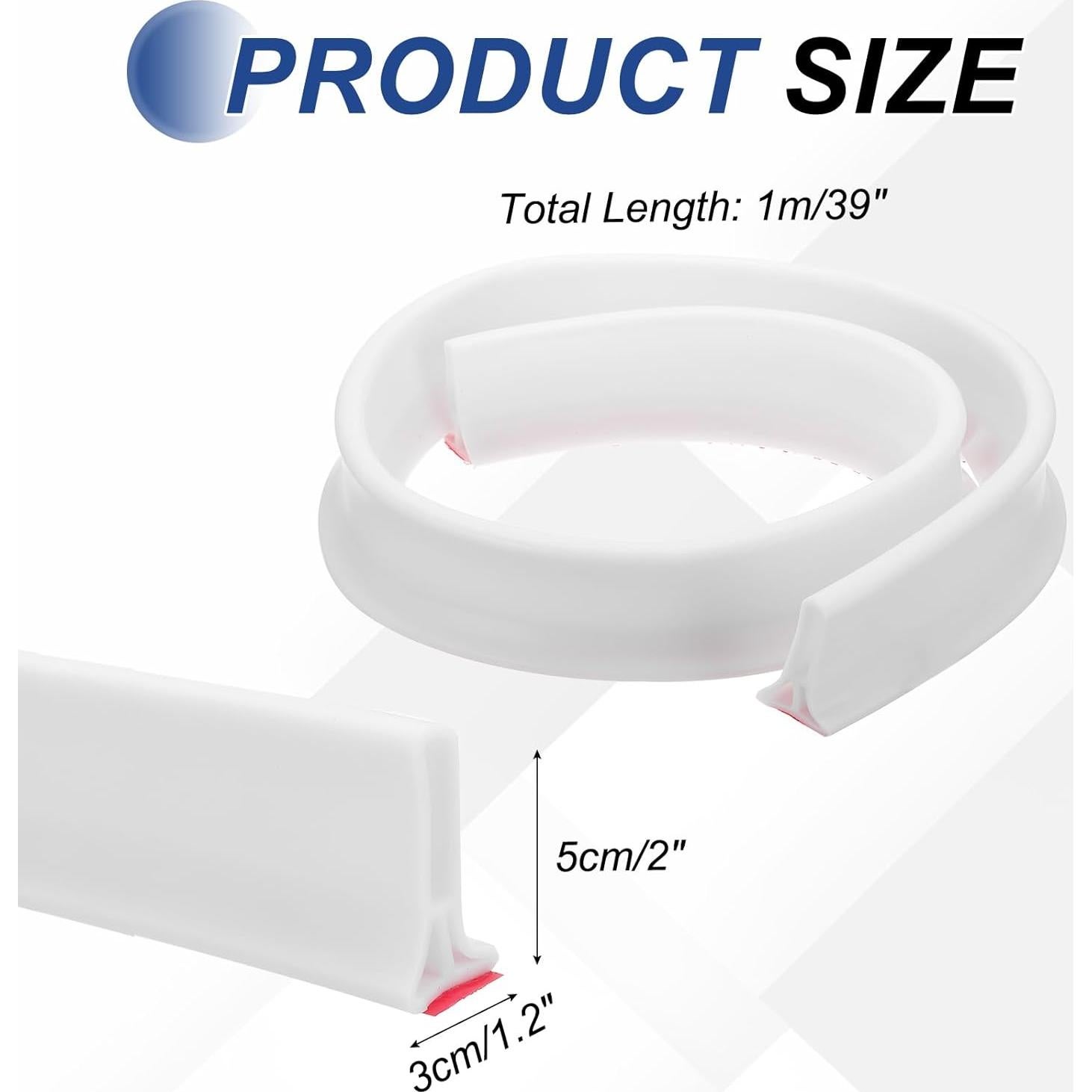 Barrera de Agua para Ducha PATIKIL 1 m Autoadhesiva TPE Blanco