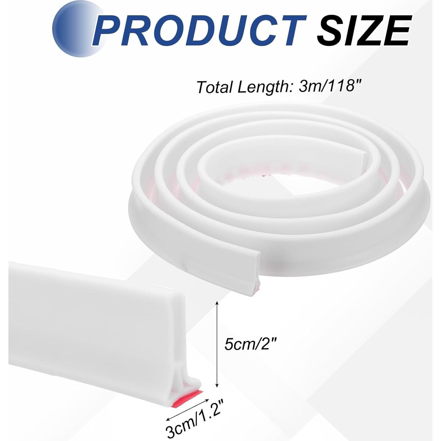 Barrera de Agua para Ducha PATIKIL 3 m TPE Blanco