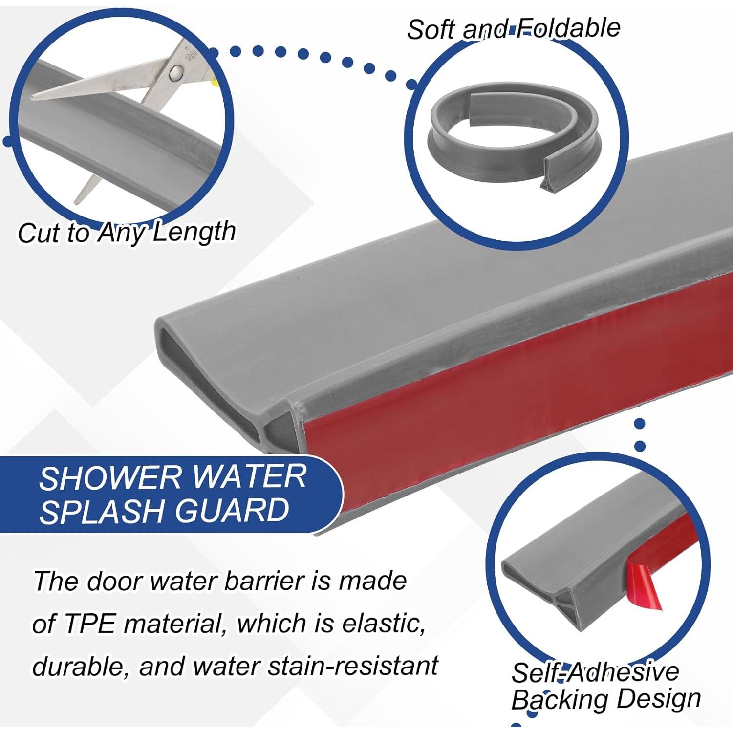 Barrera de Agua para Ducha PATIKIL 1 m Autoadhesiva Gris