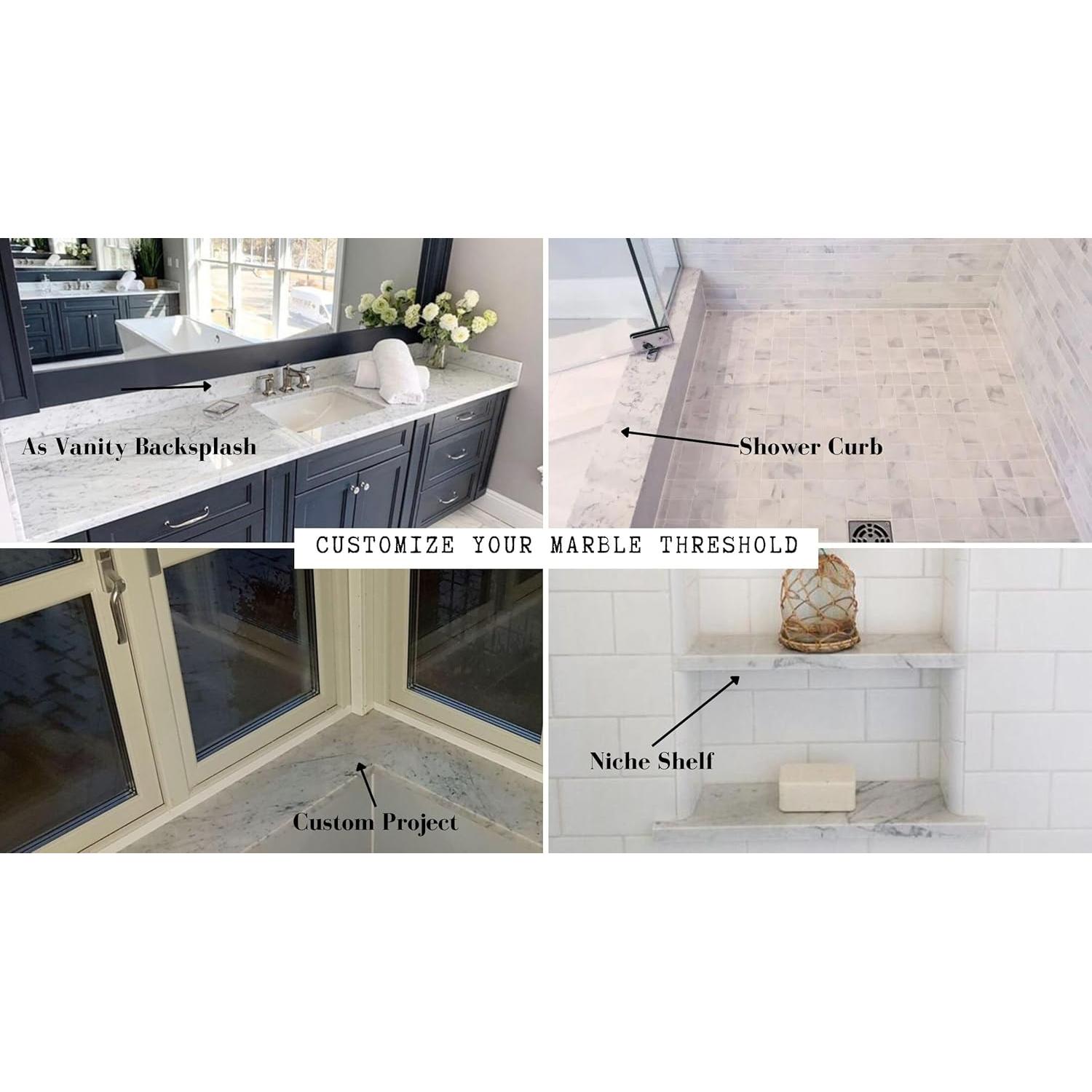 Umbral de Mármol Carrara Gris Claro Tenedos 15.24x152.4 cm