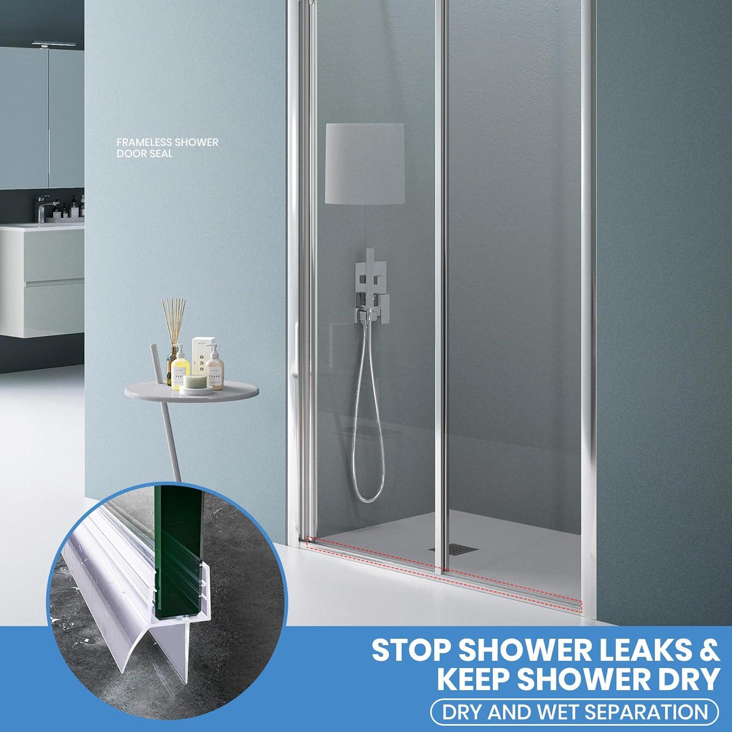 Paquete de 2 sellos inferiores ELYXIAN para puertas de ducha 6mm x 91.44cm