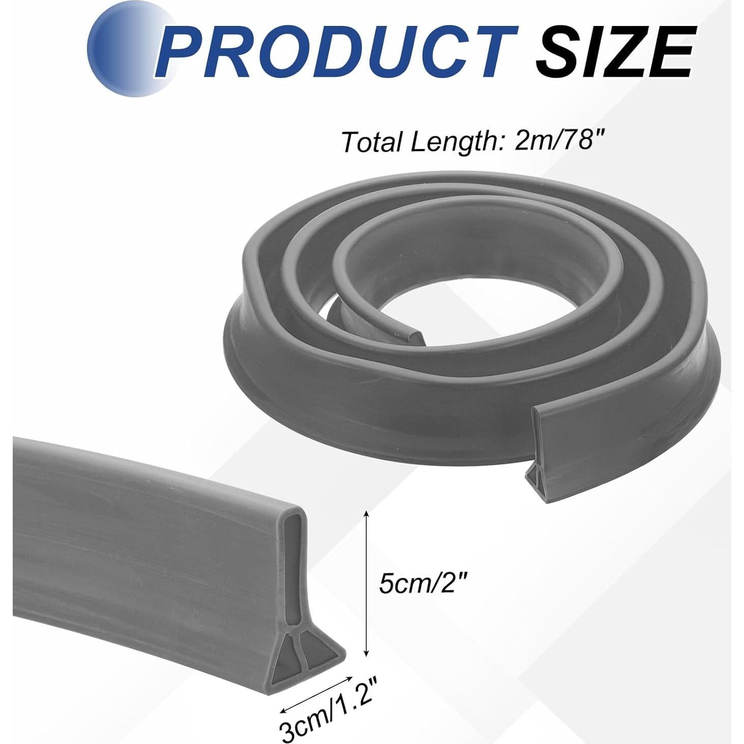 Barrera de Agua para Ducha PATIKIL 2m Autoadhesiva Gris