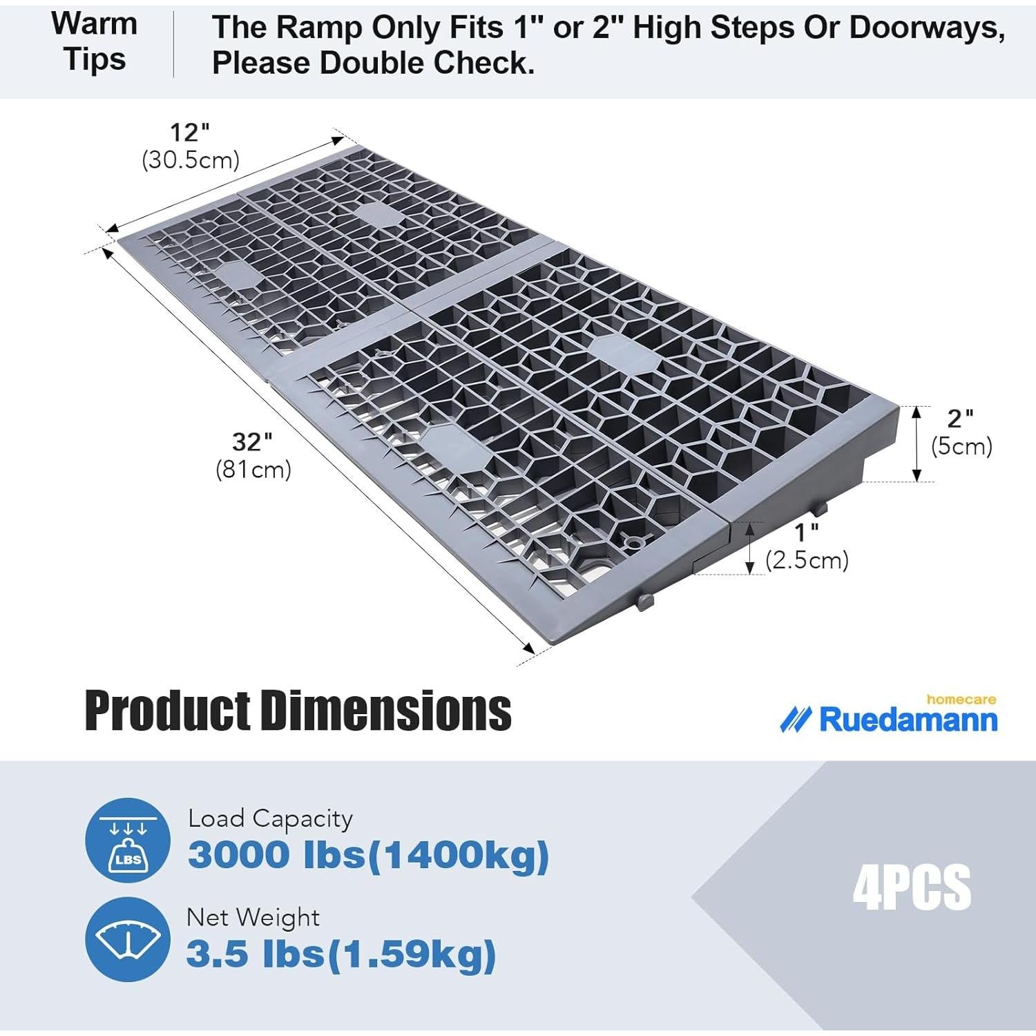 Rampa Modular de Umbral Ruedamann 2" (5.08 cm) 1360 kg