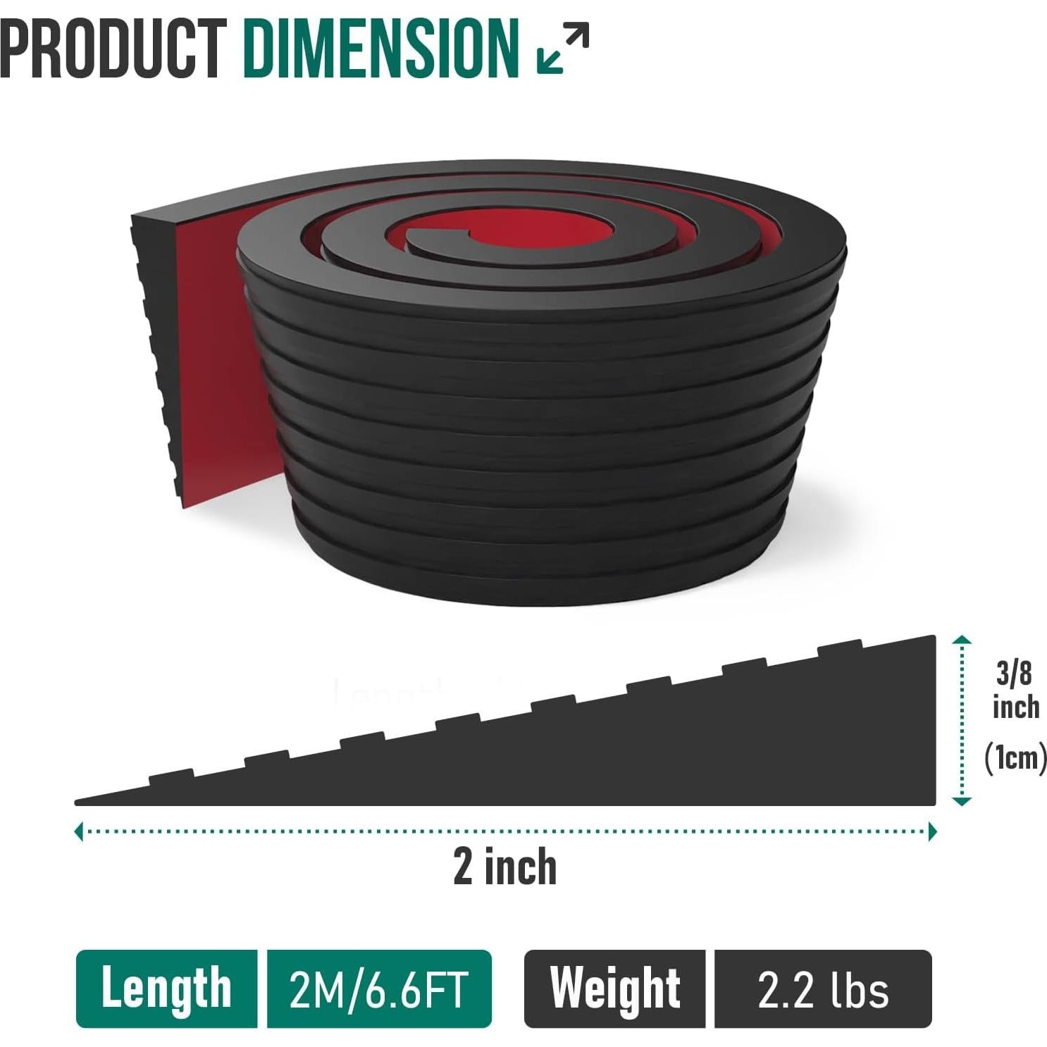 Rampa de Umbral de Goma Boiarc 1 cm Elevación 2 m Largo