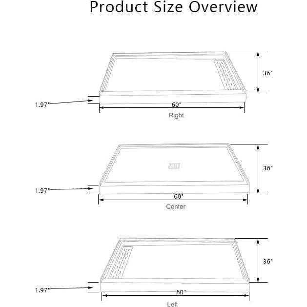 Base de Ducha Bathlink 60x36cm Drenaje Derecho Antideslizante