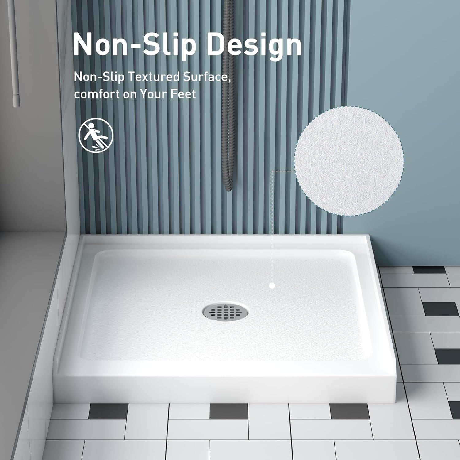 Base de Ducha KPUY 91x91 cm Antideslizante Acrílico Blanco