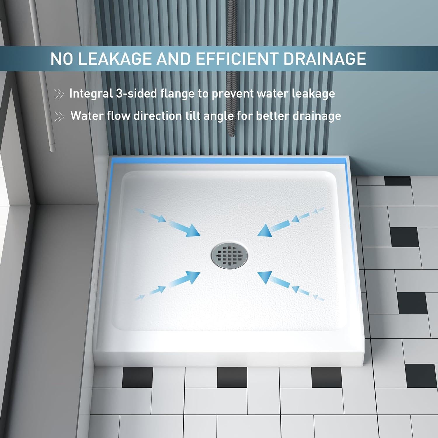 Base de Ducha KPUY 91x91 cm Antideslizante Acrílico Blanco