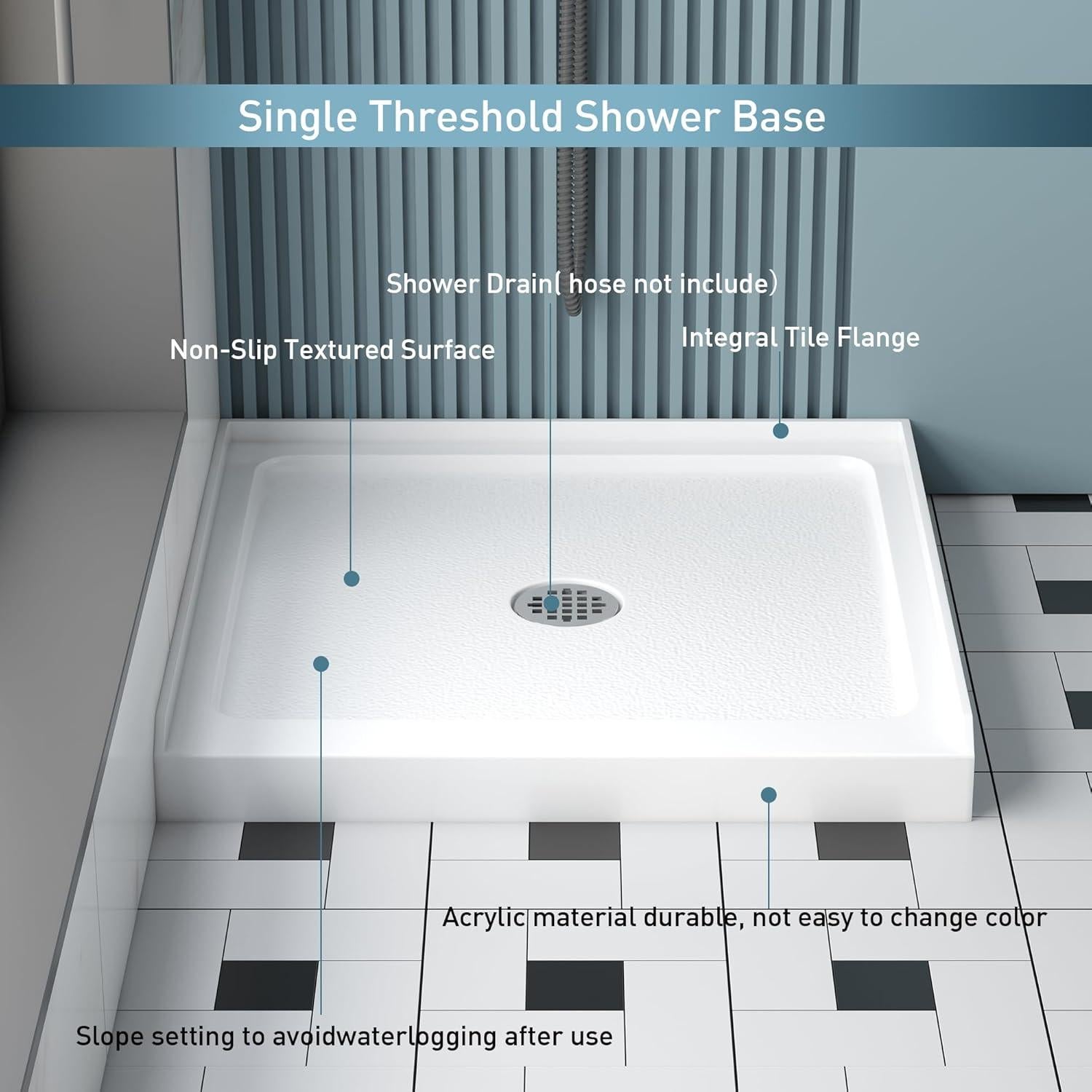 Base de Ducha KPUY 91x91 cm Antideslizante Acrílico Blanco
