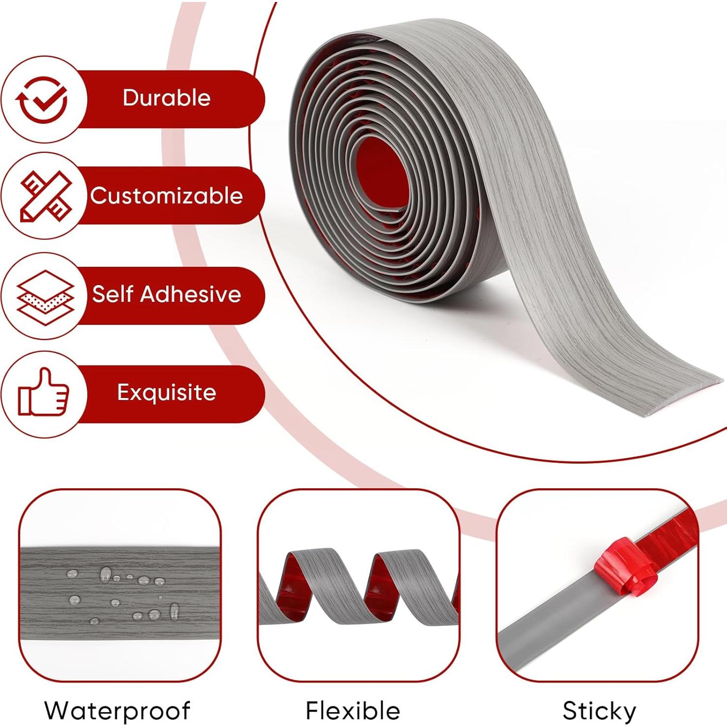 Tira de transición de suelo autoadhesiva Danlaila 5 cm x 3 m gris