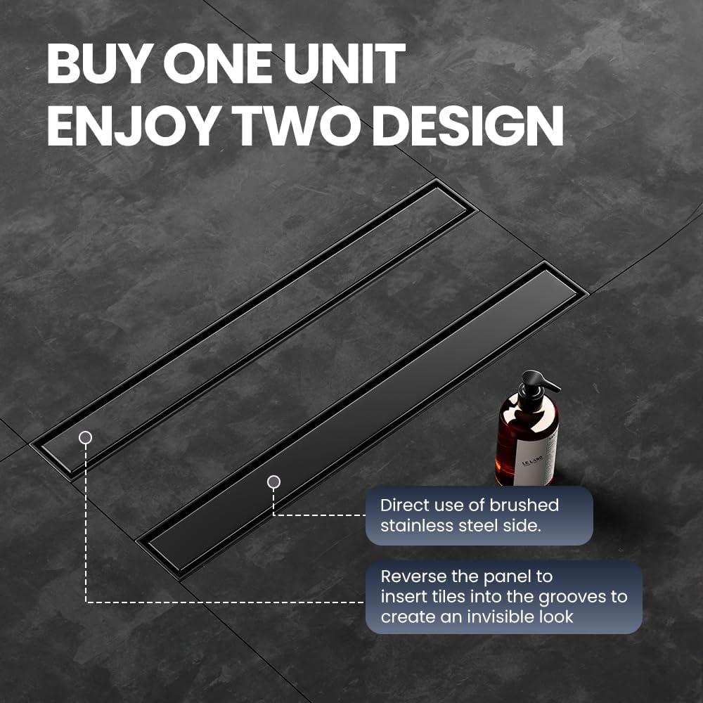 Desagüe de Ducha Lineal LISEEGO 30.48 cm Acero Inoxidable Negro