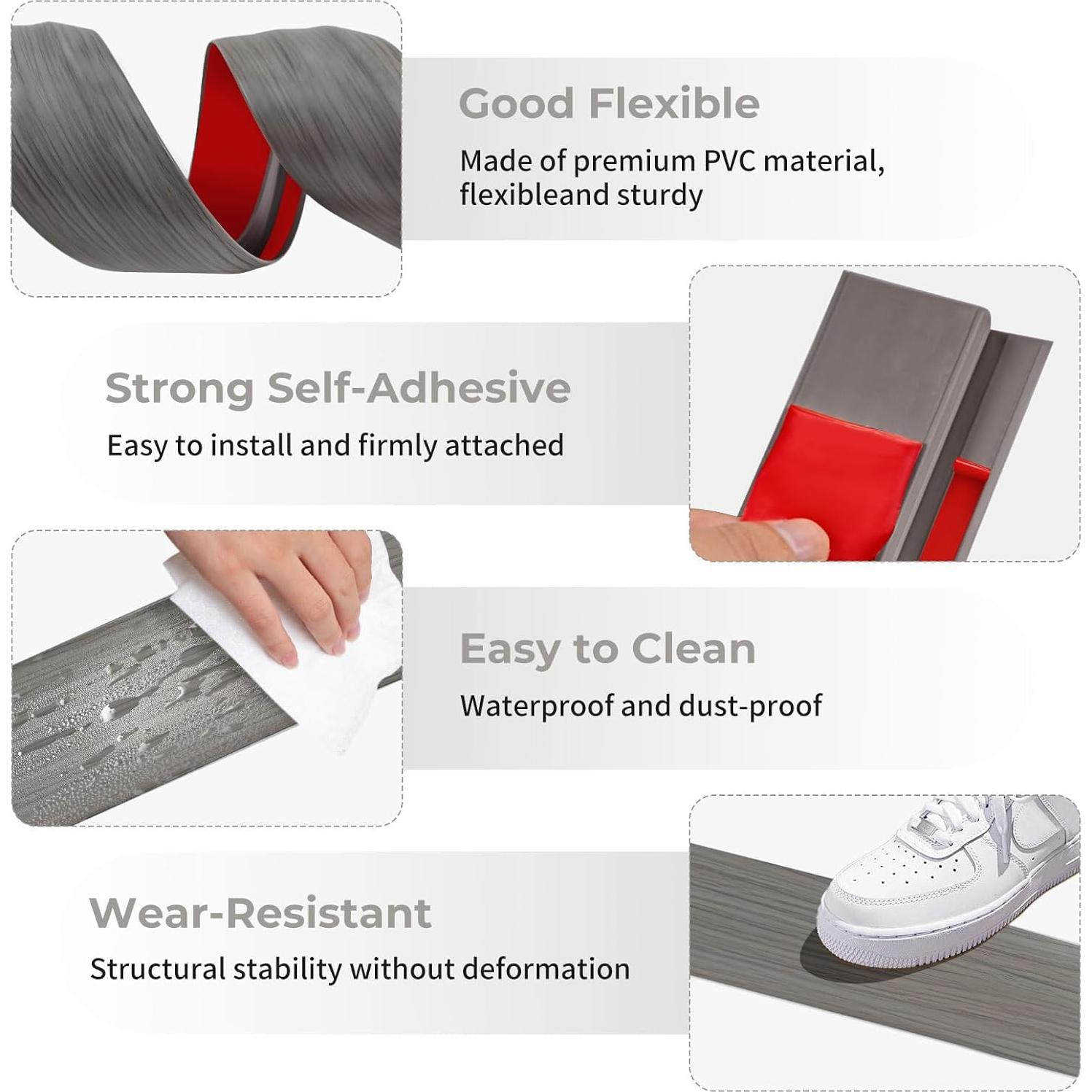 Tira de Transición de Vinilo EaseThrift 91.44 cm Gris