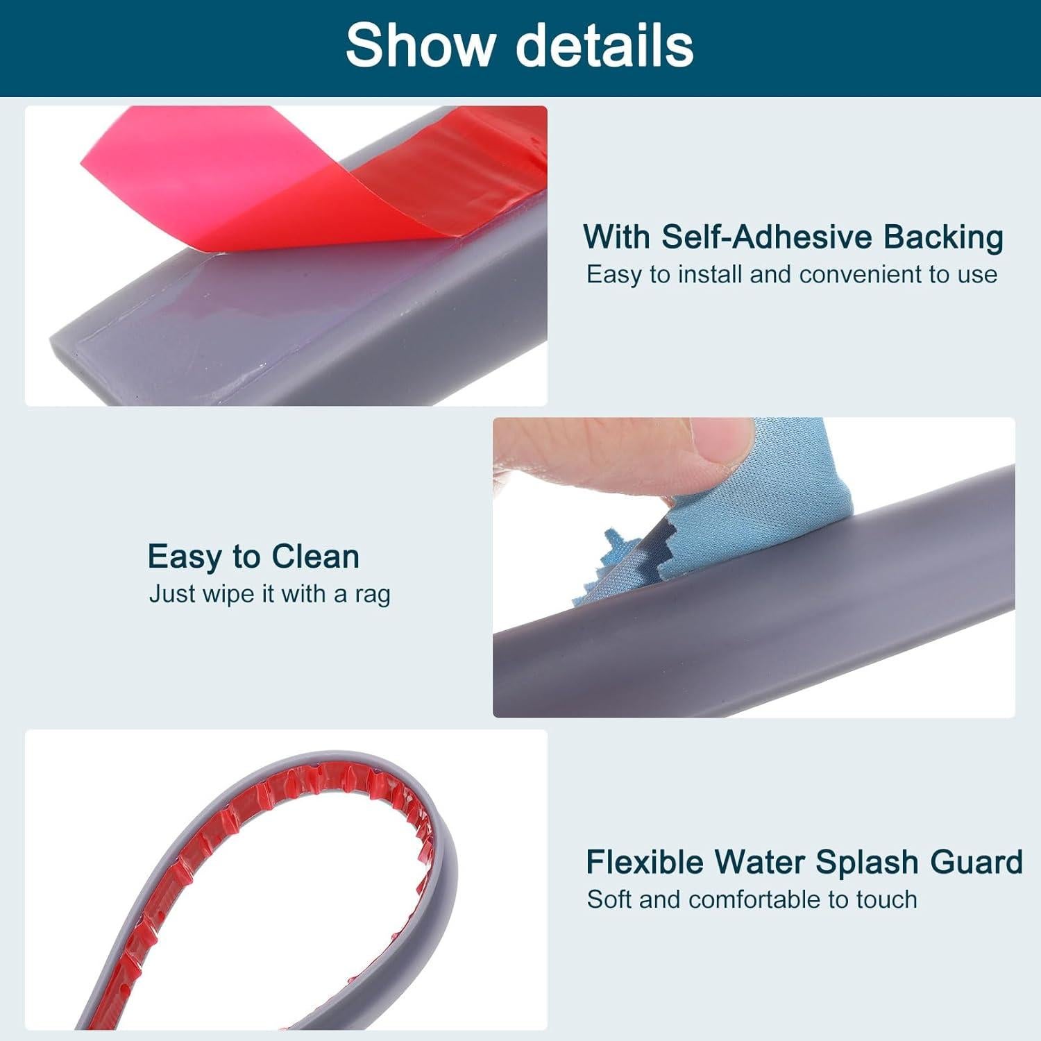 Barrera de Ducha Plegable uxcell 300 cm Silicona Gris