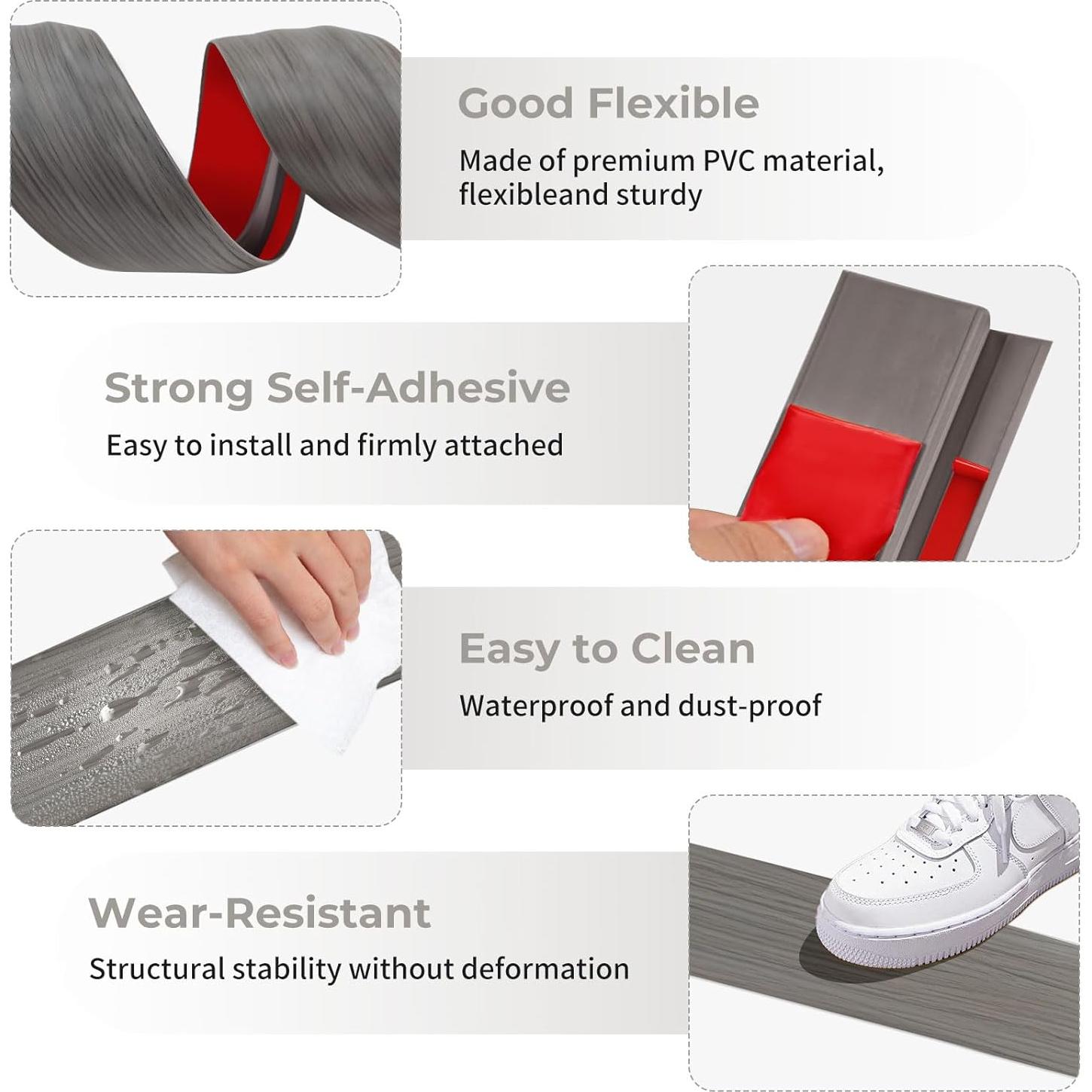 Tira de transición de puerta EaseThrift 91 cm gris madera