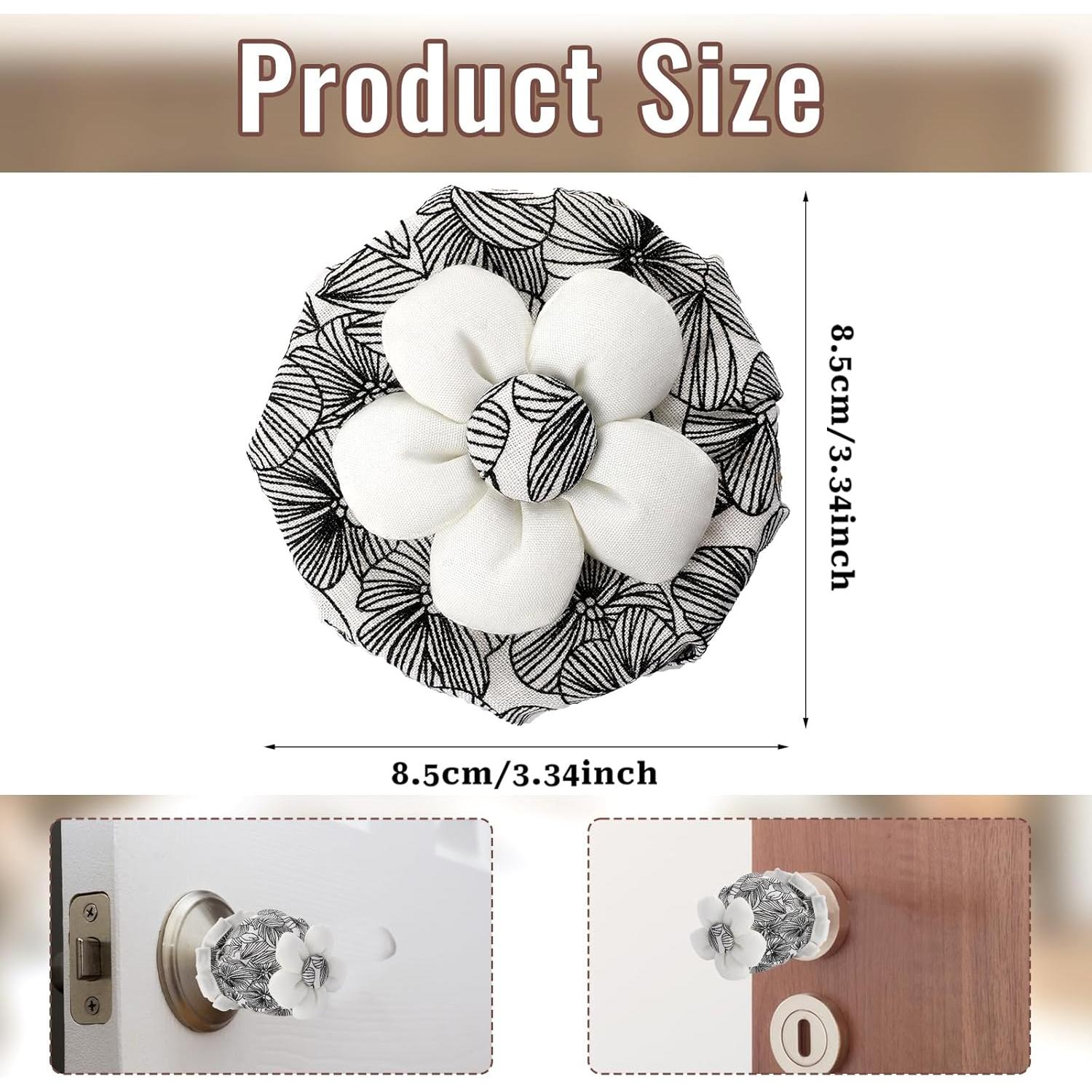 Cubierta de pomo de puerta FdcLixuvol 2 piezas floral negra 8.5 cm
