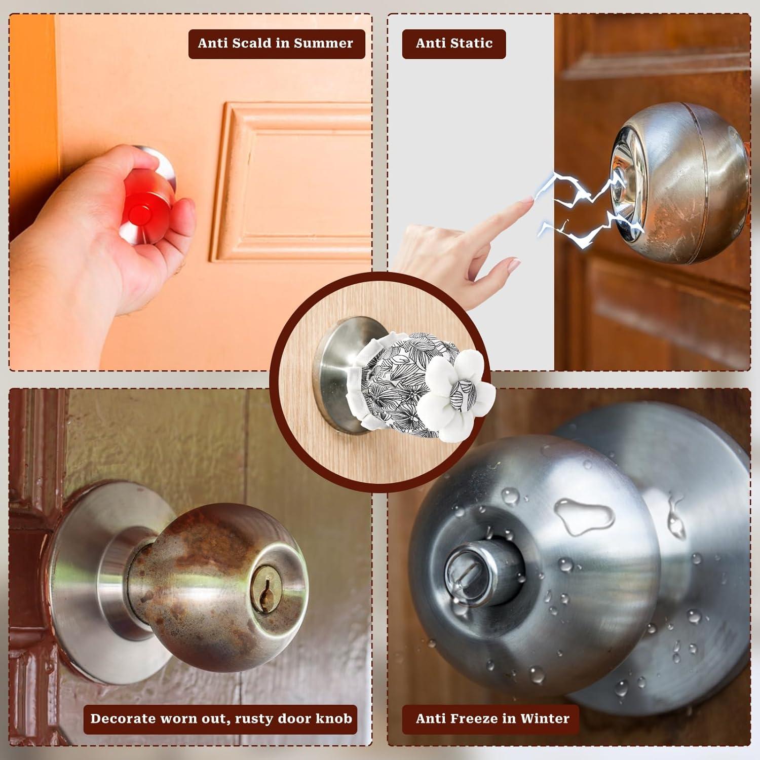 Cubierta de pomo de puerta FdcLixuvol 2 piezas floral negra 8.5 cm