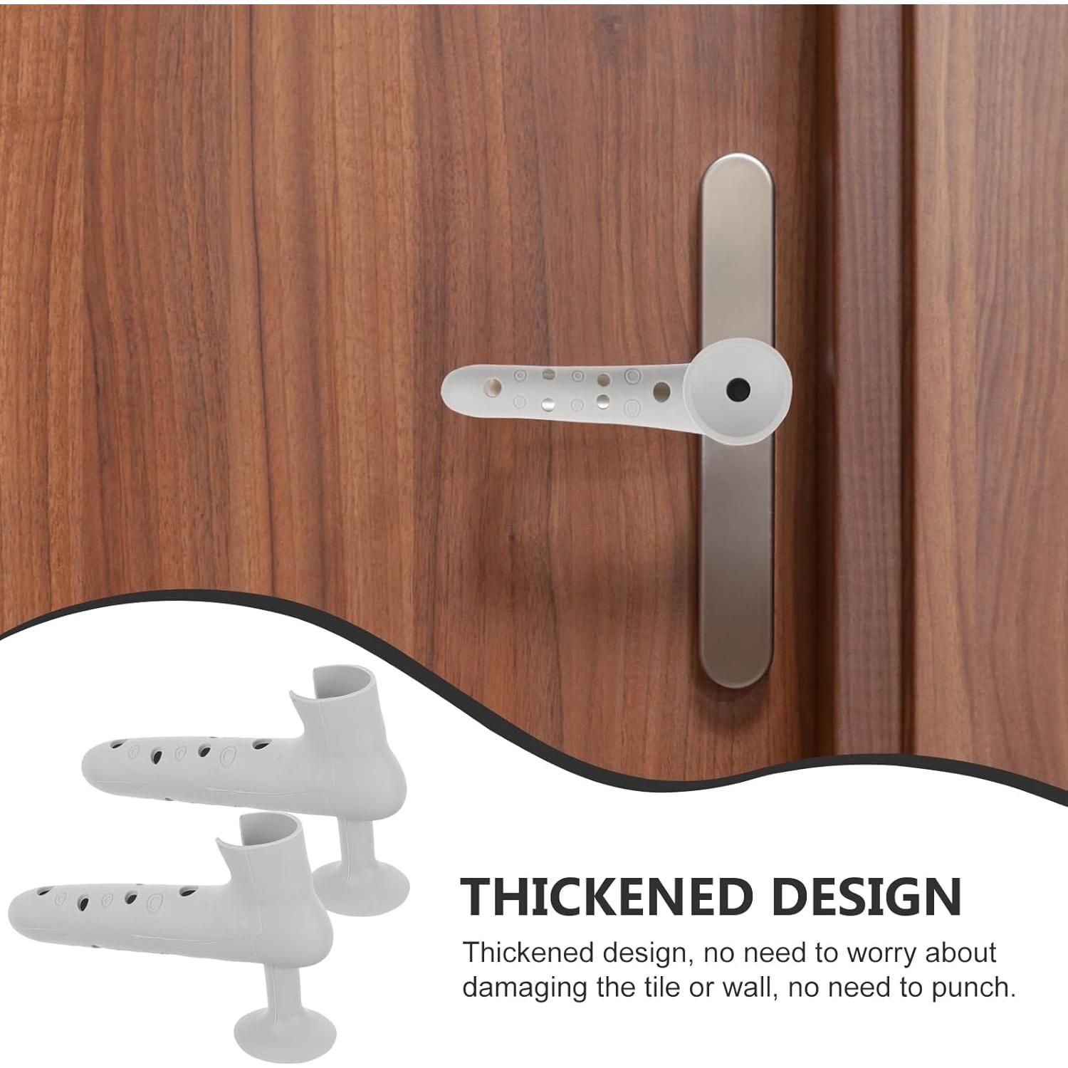 Fundas de Mango de Puerta LALAFINA Silicona Gris 2 Pcs