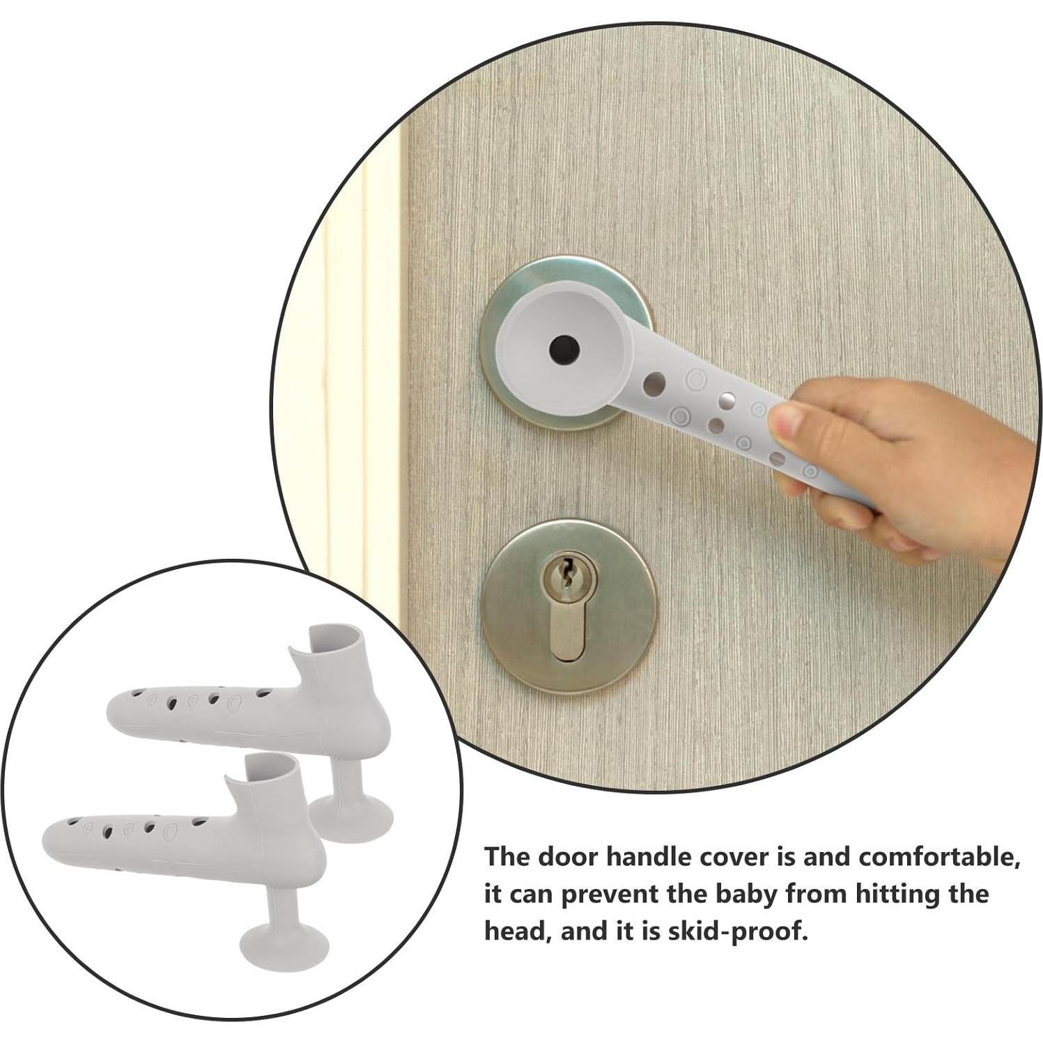 Fundas de Mango de Puerta LALAFINA Silicona Gris 2 Pcs