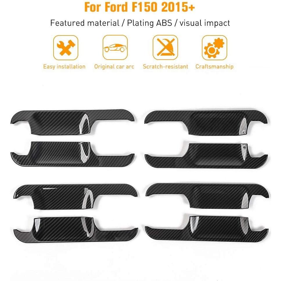 Cubierta de Manija Exterior JeCar para Ford F150 2015-2020, 8 Piezas ABS