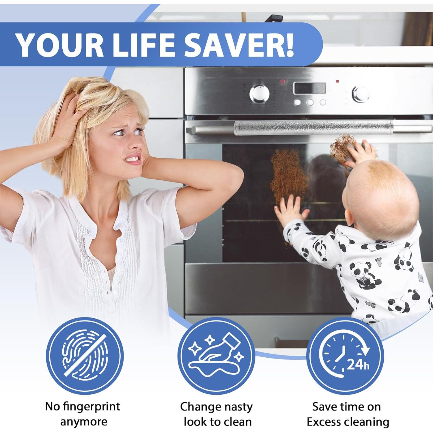 Cubiertas para Manijas de Refrigerador OUGAR8 - Impermeables 2 Piezas 40x10 cm