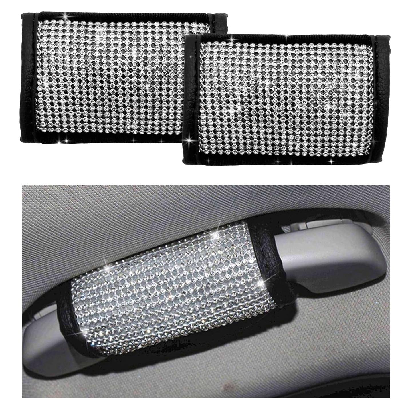 Cubierta de Agarre para Automóvil Sylvil 2 PCS Rhinestone Blanco