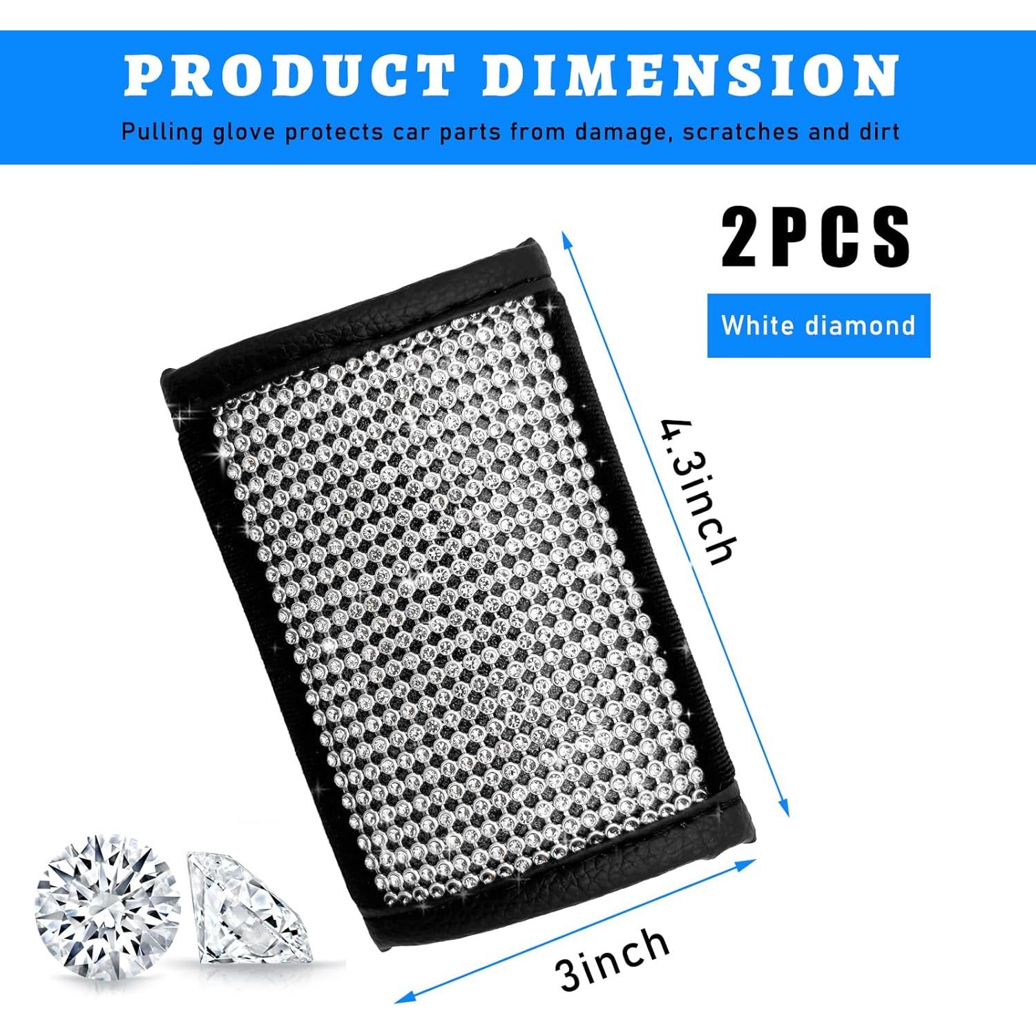 Cubierta de Agarre para Automóvil Sylvil 2 PCS Rhinestone Blanco