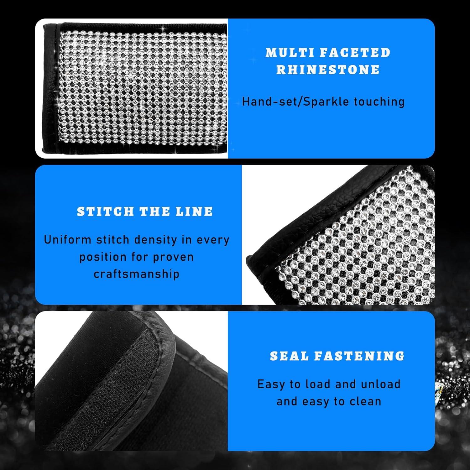 Cubierta de Agarre para Automóvil Sylvil 2 PCS Rhinestone Blanco