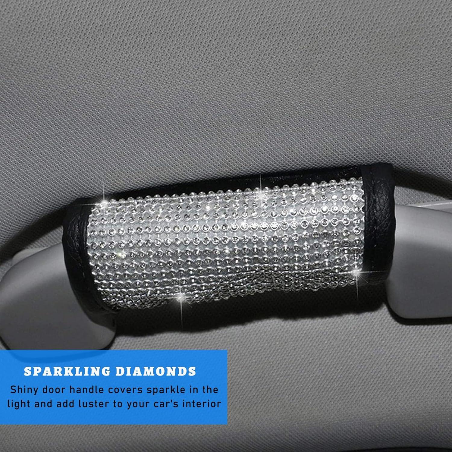 Cubierta de Agarre para Automóvil Sylvil 2 PCS Rhinestone Blanco