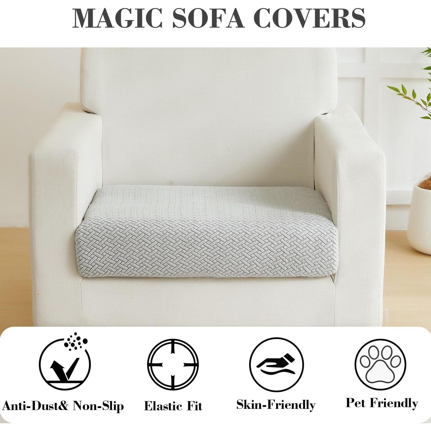 Magic Sofa Covers Couch Covers 2024 New Couch Cushion Covers Universal Sofa Covers Washable Stretch Slipcovers for Sectional Sofa (Texture Light Gray,Large Single Seat Cover)