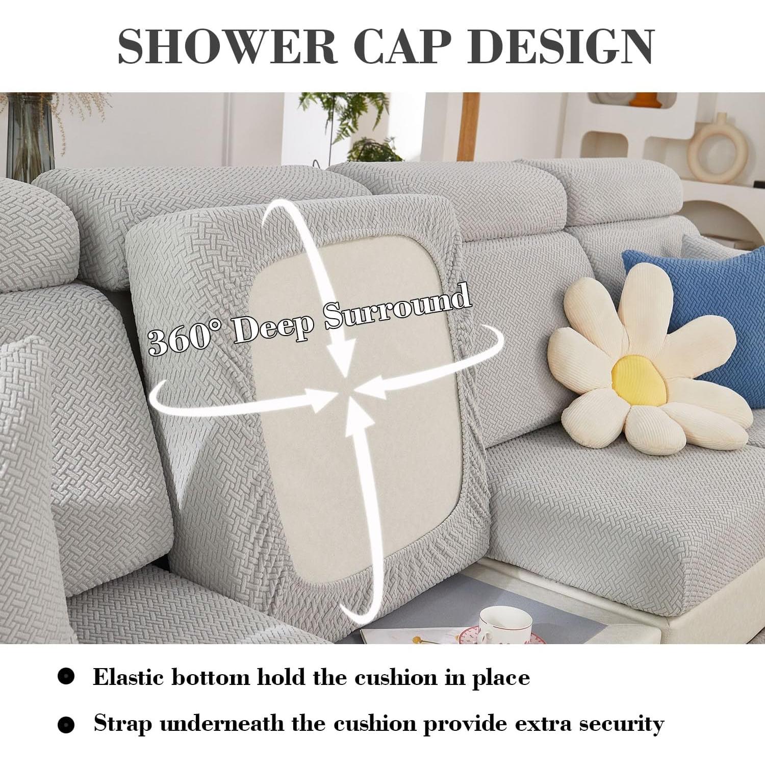 Magic Sofa Covers Couch Covers 2024 New Couch Cushion Covers Universal Sofa Covers Washable Stretch Slipcovers for Sectional Sofa (Texture Light Gray,Large Single Seat Cover)