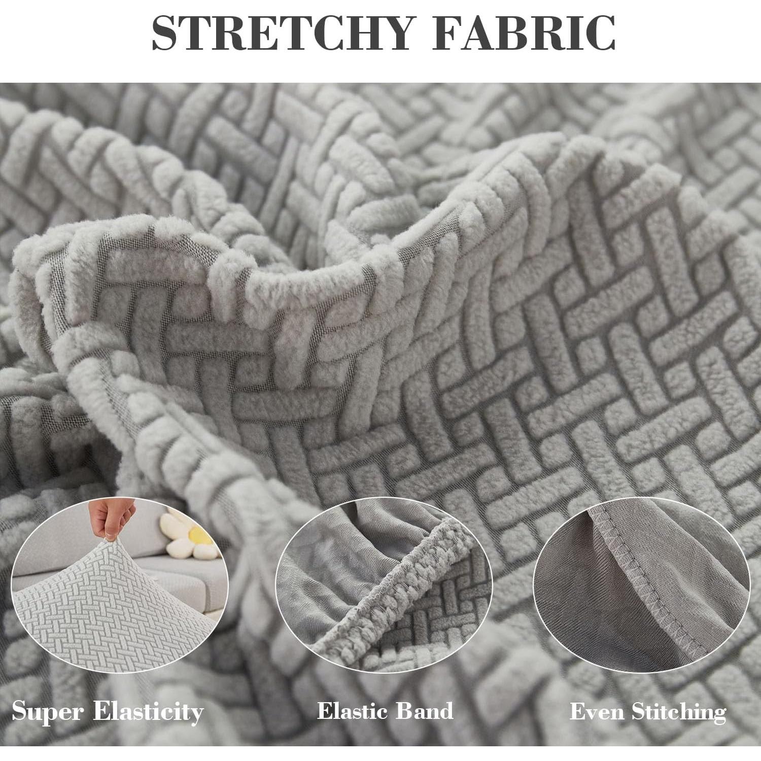 Magic Sofa Covers Couch Covers 2024 New Couch Cushion Covers Universal Sofa Covers Washable Stretch Slipcovers for Sectional Sofa (Texture Light Gray,Large Single Seat Cover)