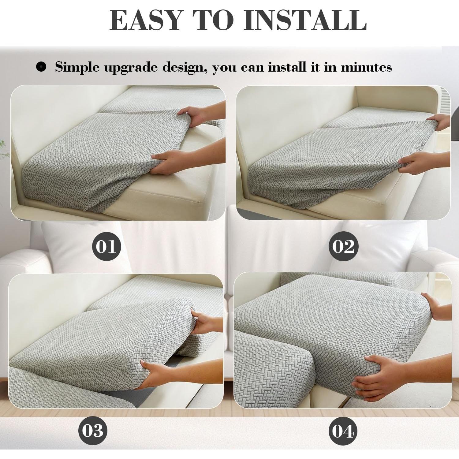 Magic Sofa Covers Couch Covers 2024 New Couch Cushion Covers Universal Sofa Covers Washable Stretch Slipcovers for Sectional Sofa (Texture Light Gray,Large Single Seat Cover)
