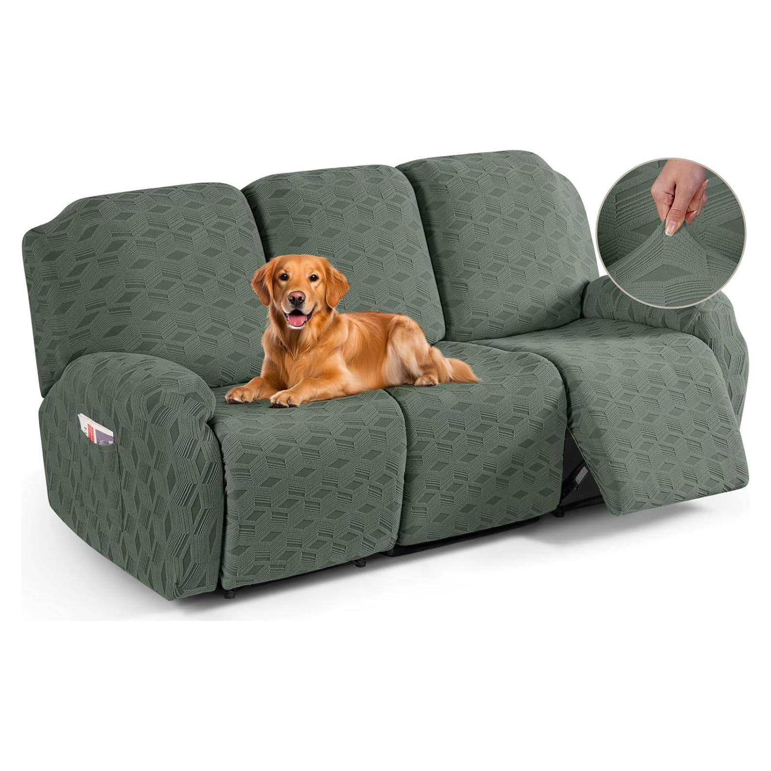 Funda de Sofá Recliner TAOCOCO 3 Asientos Jacquard Verde Frijol