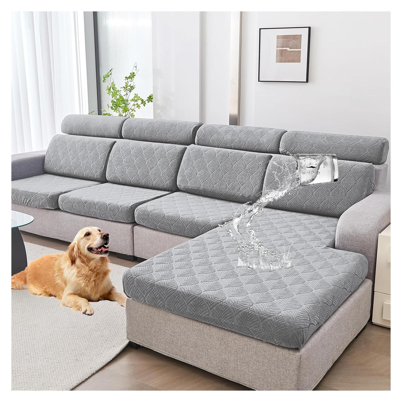 Funda de Sofá Seccional Genina Impermeable Grande Gris Claro