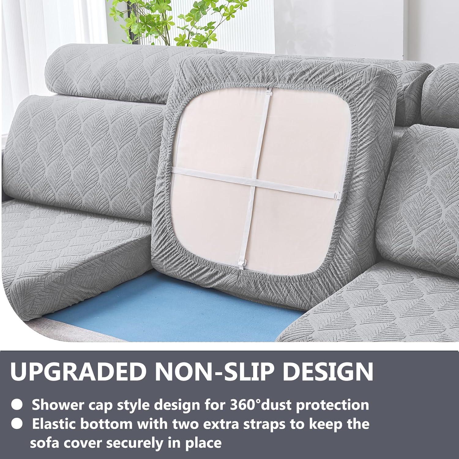 Funda de Sofá Seccional Genina Impermeable Grande Gris Claro