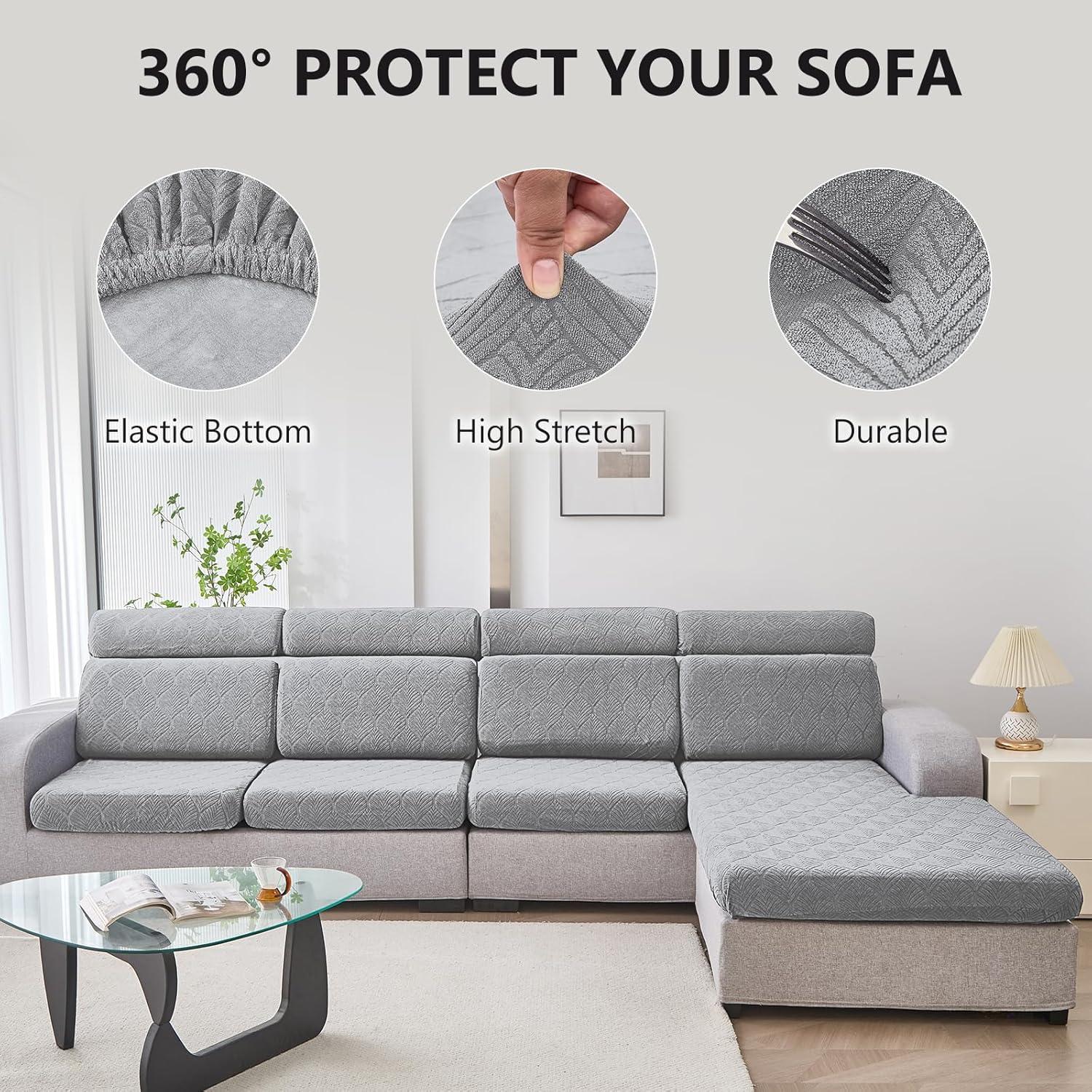 Funda de Sofá Seccional Genina Impermeable Grande Gris Claro