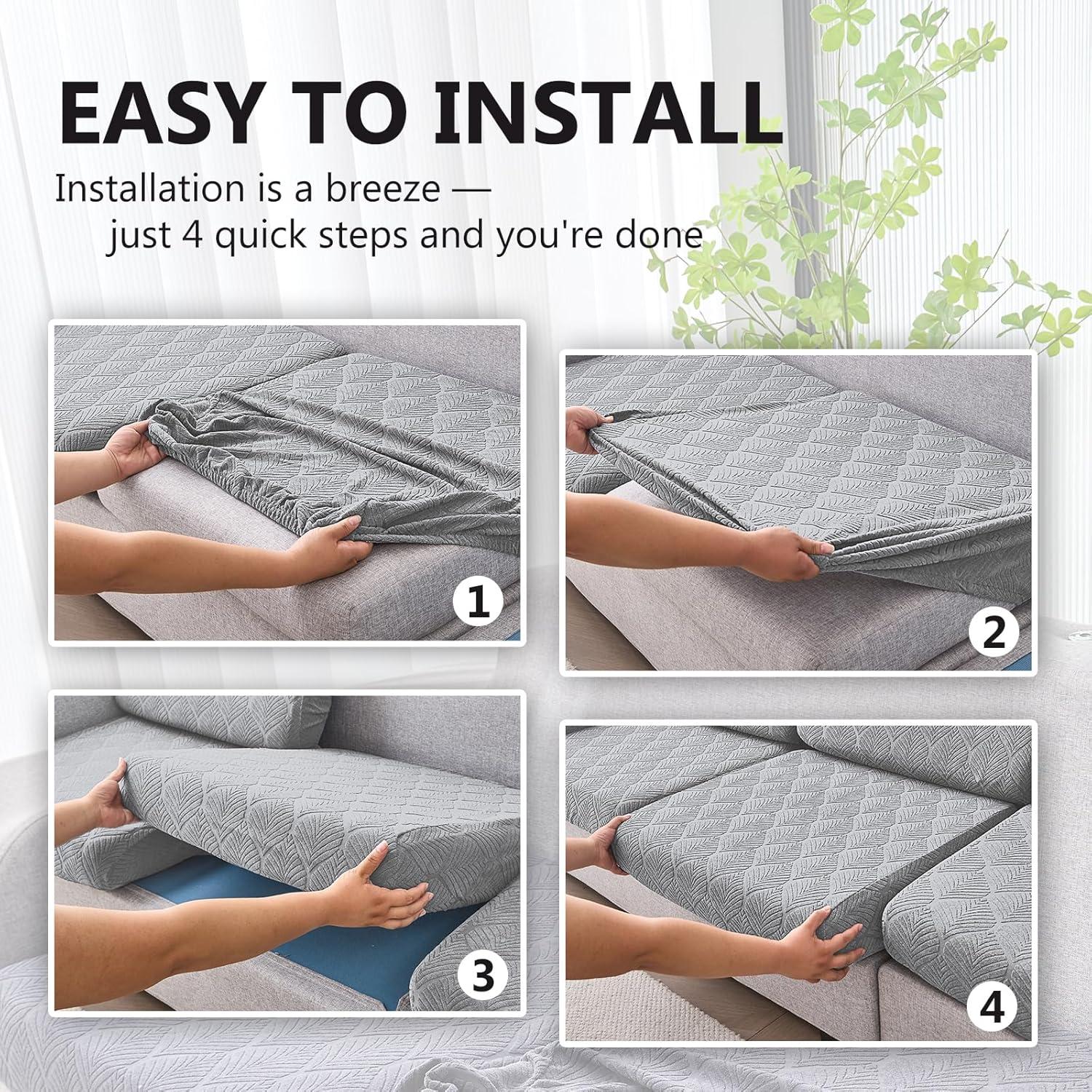 Funda de Sofá Seccional Genina Impermeable Grande Gris Claro