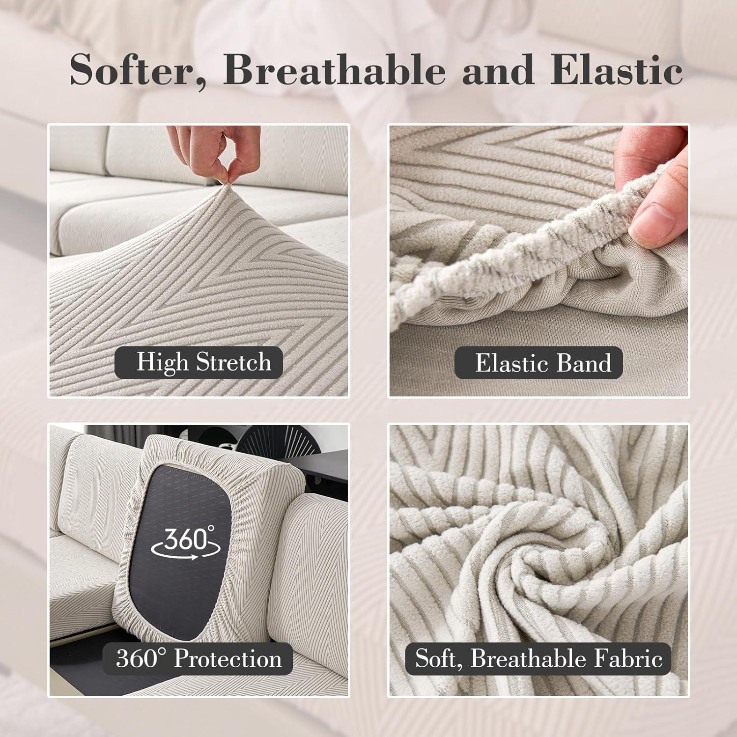 Funda de Sofá Seccional Eertop Gris Claro 1 Respaldo Lavable