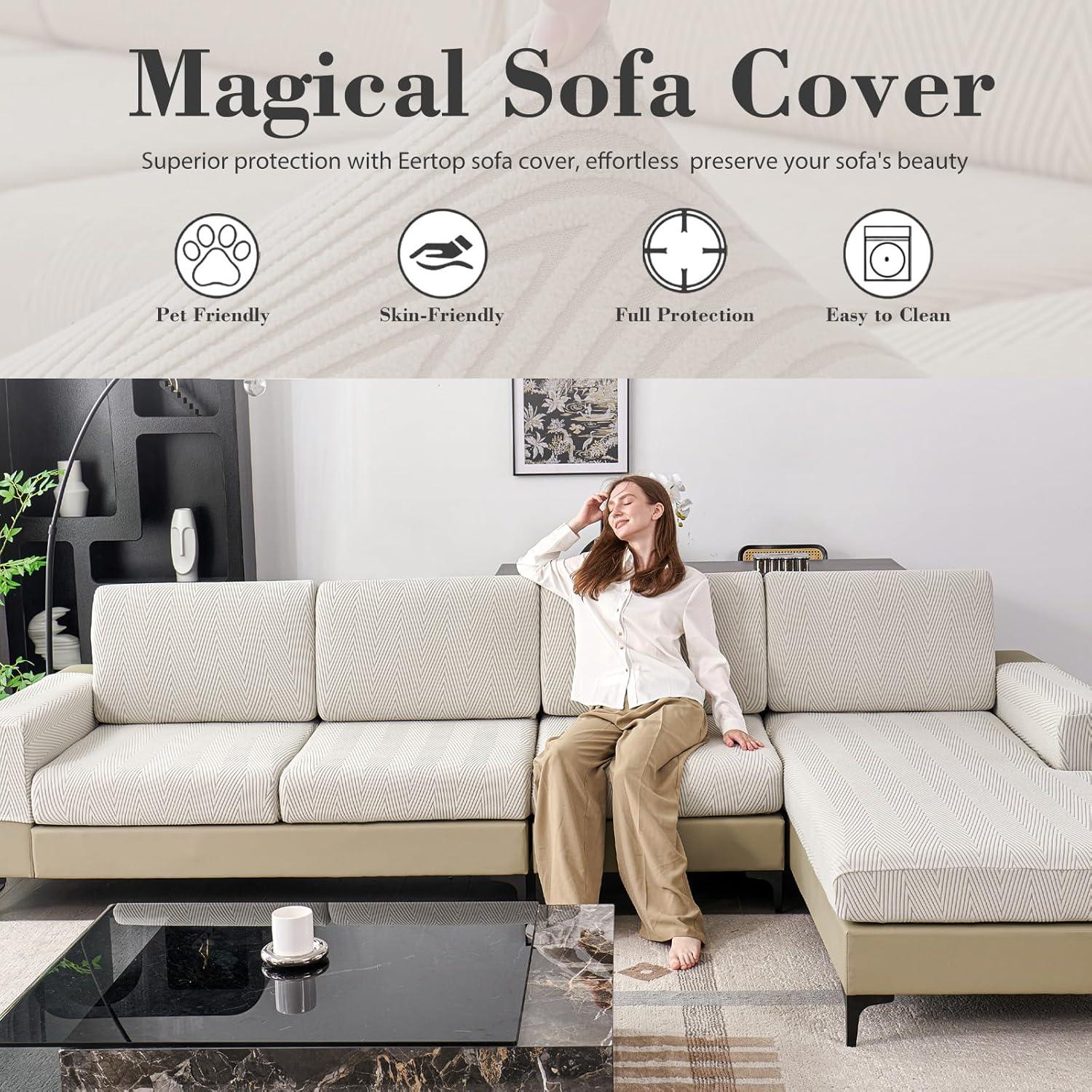 Funda de Sofá Seccional Eertop Gris Claro 1 Respaldo Lavable