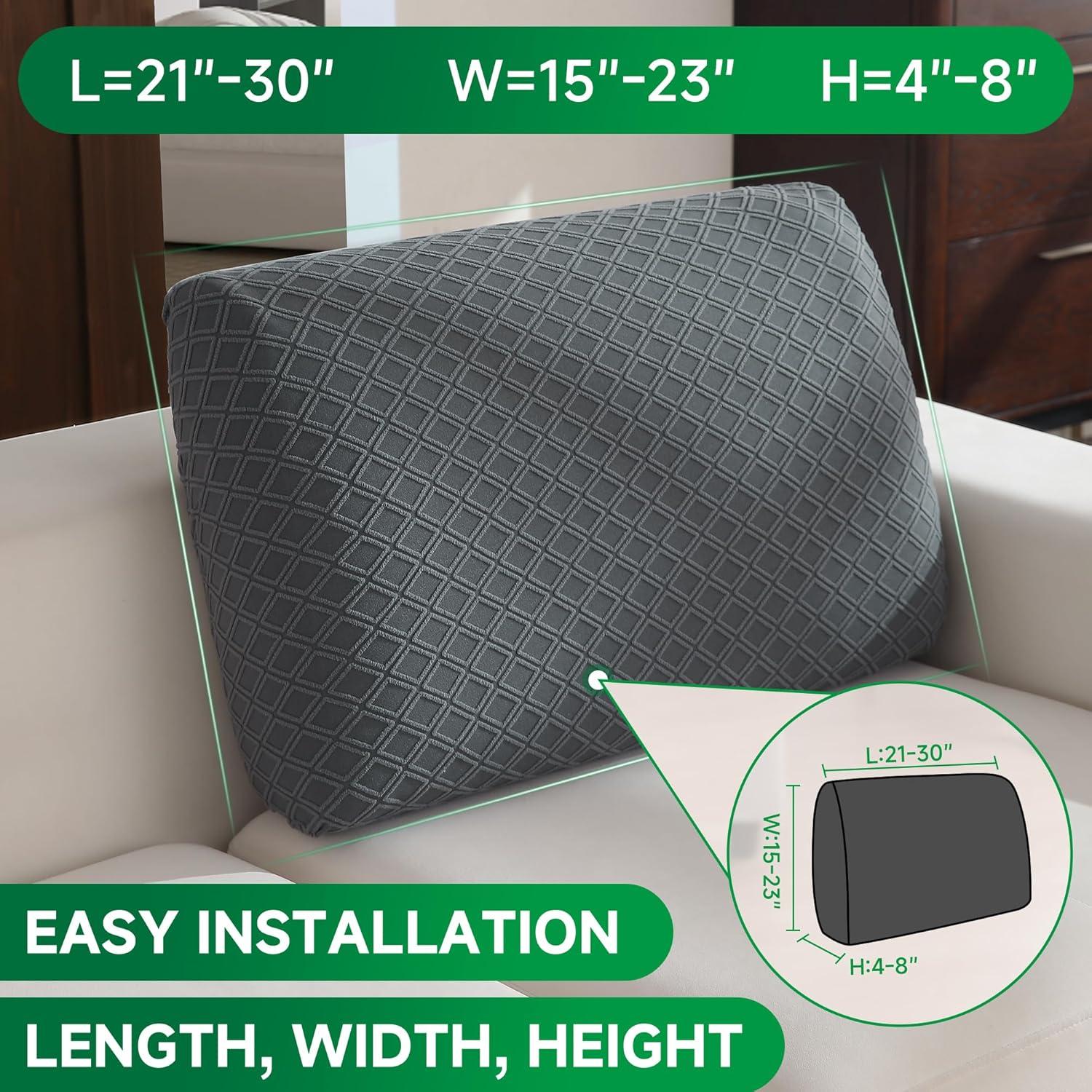 Couch Cover, Stretch Sofa Cover, Soft Seat Cushion Covers Washable, Sectional L Shape Sofa Slipcover, Wear Stain Resistant Pet Friendly Furniture Protector for Home(1 Back Cover, Dark Gray)