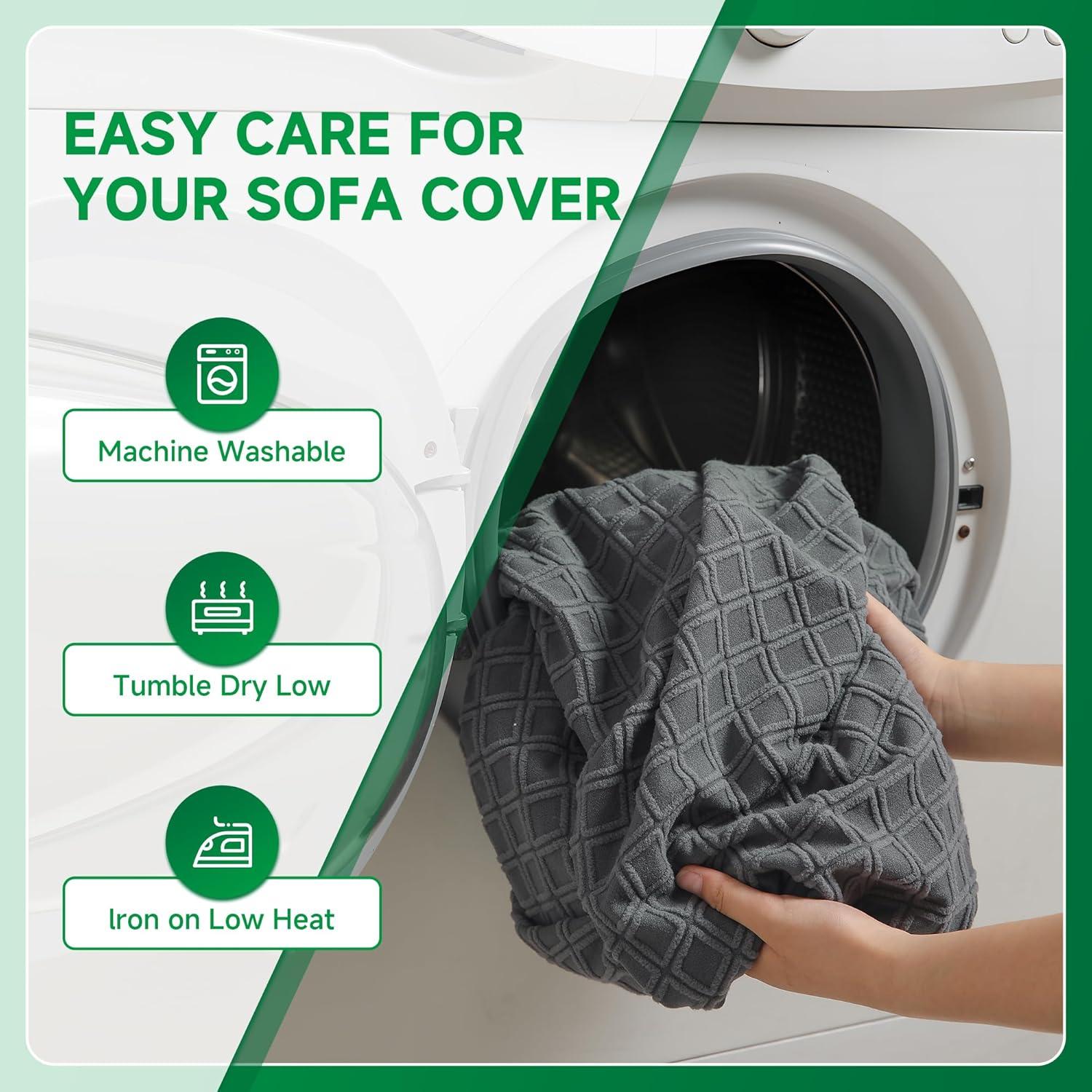 Couch Cover, Stretch Sofa Cover, Soft Seat Cushion Covers Washable, Sectional L Shape Sofa Slipcover, Wear Stain Resistant Pet Friendly Furniture Protector for Home(1 Back Cover, Dark Gray)