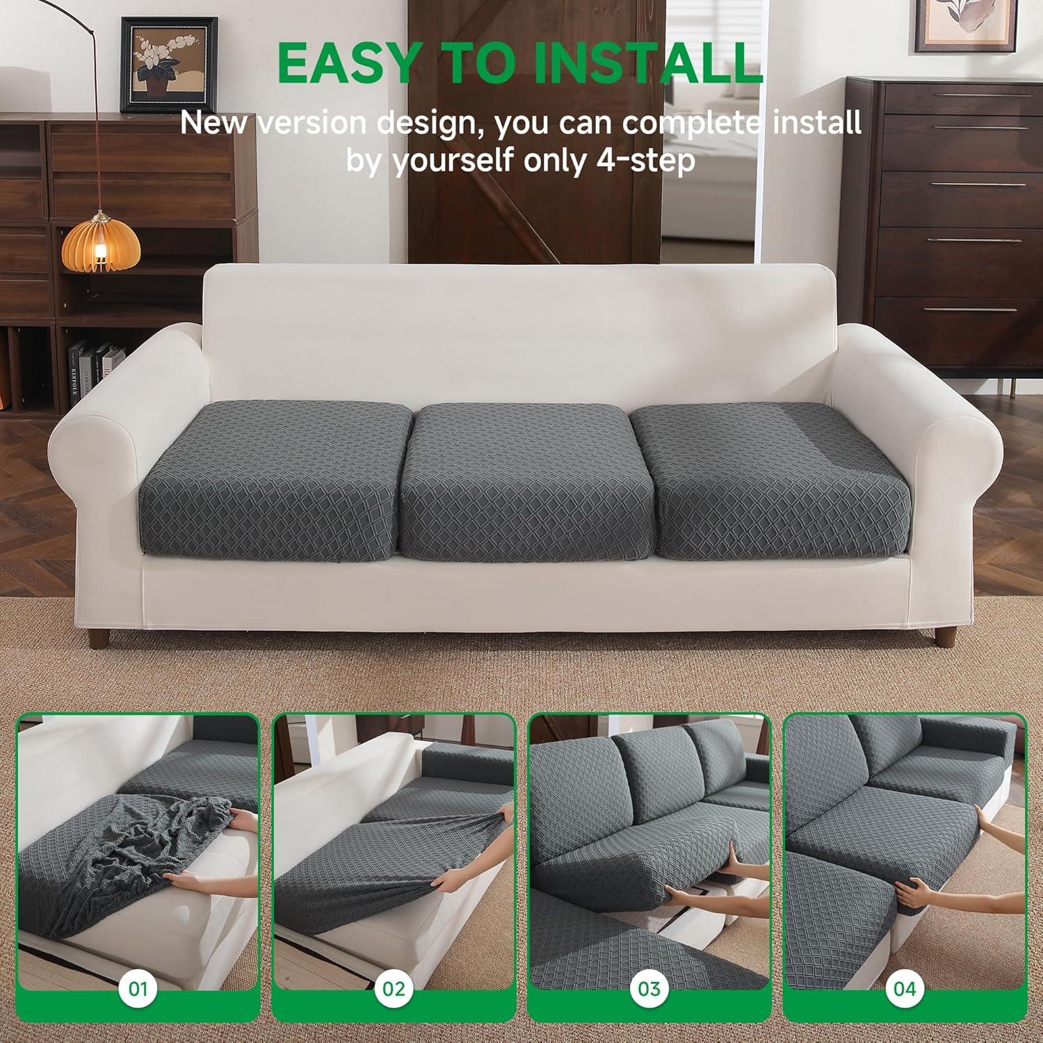 Couch Cover, Stretch Sofa Cover, Soft Seat Cushion Covers Washable, Sectional L Shape Sofa Slipcover, Wear Stain Resistant Pet Friendly Furniture Protector for Home(1 Back Cover, Dark Gray)