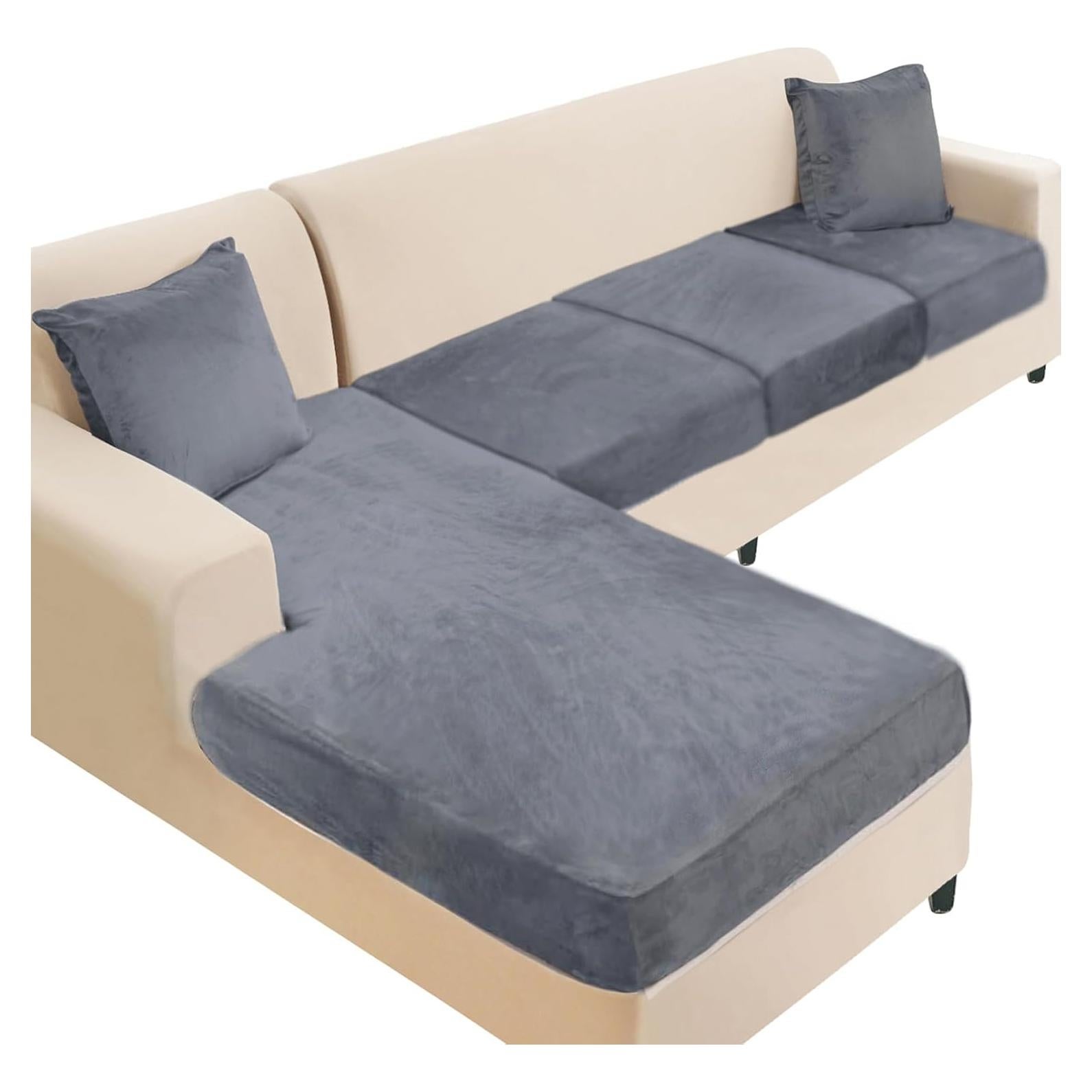 Funda de Sofá Seccional NAISI 4 Piezas Terciopelo Gris Oscuro