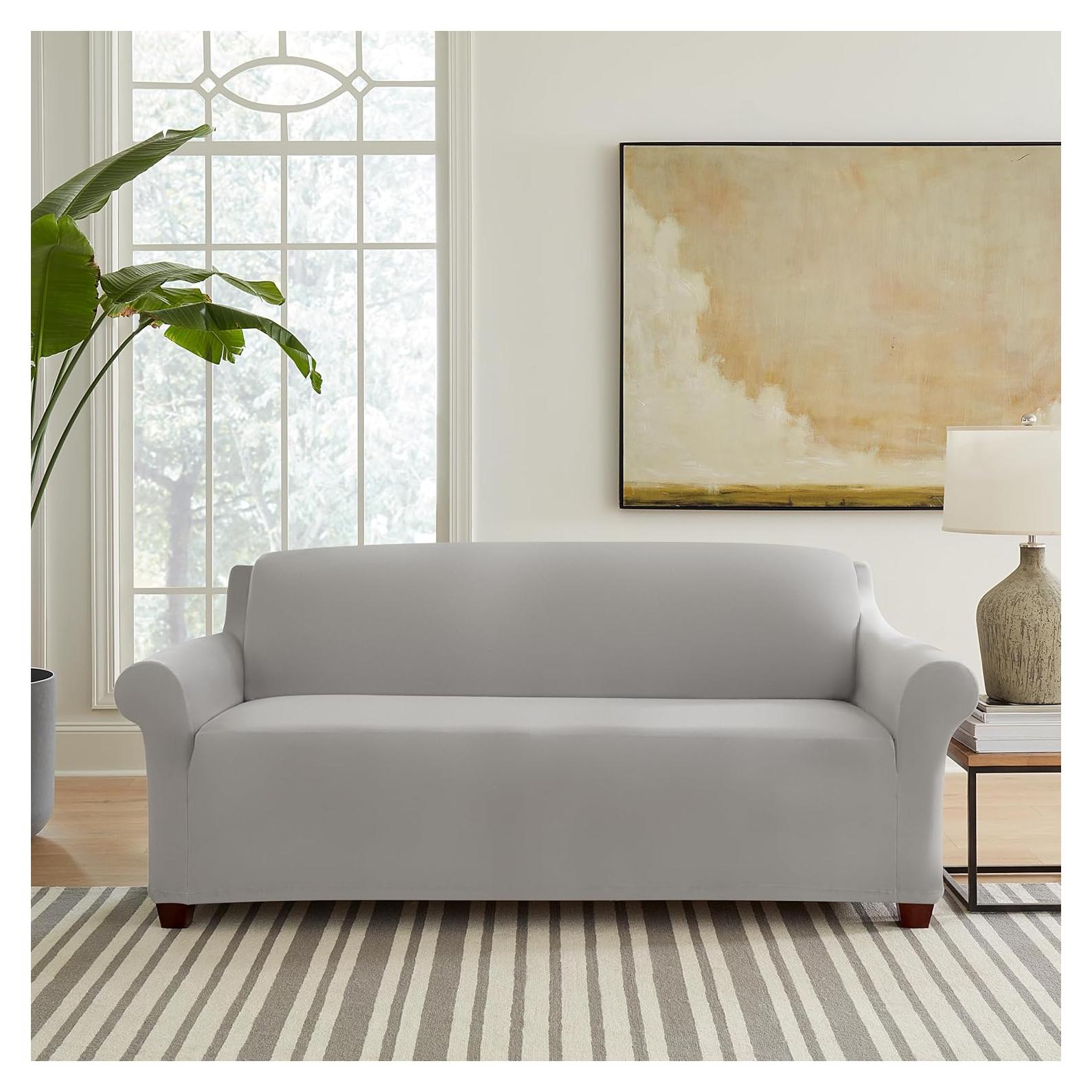 Funda de Sofá Stretch Hampstead SureFit Gris Claro 188-244 cm