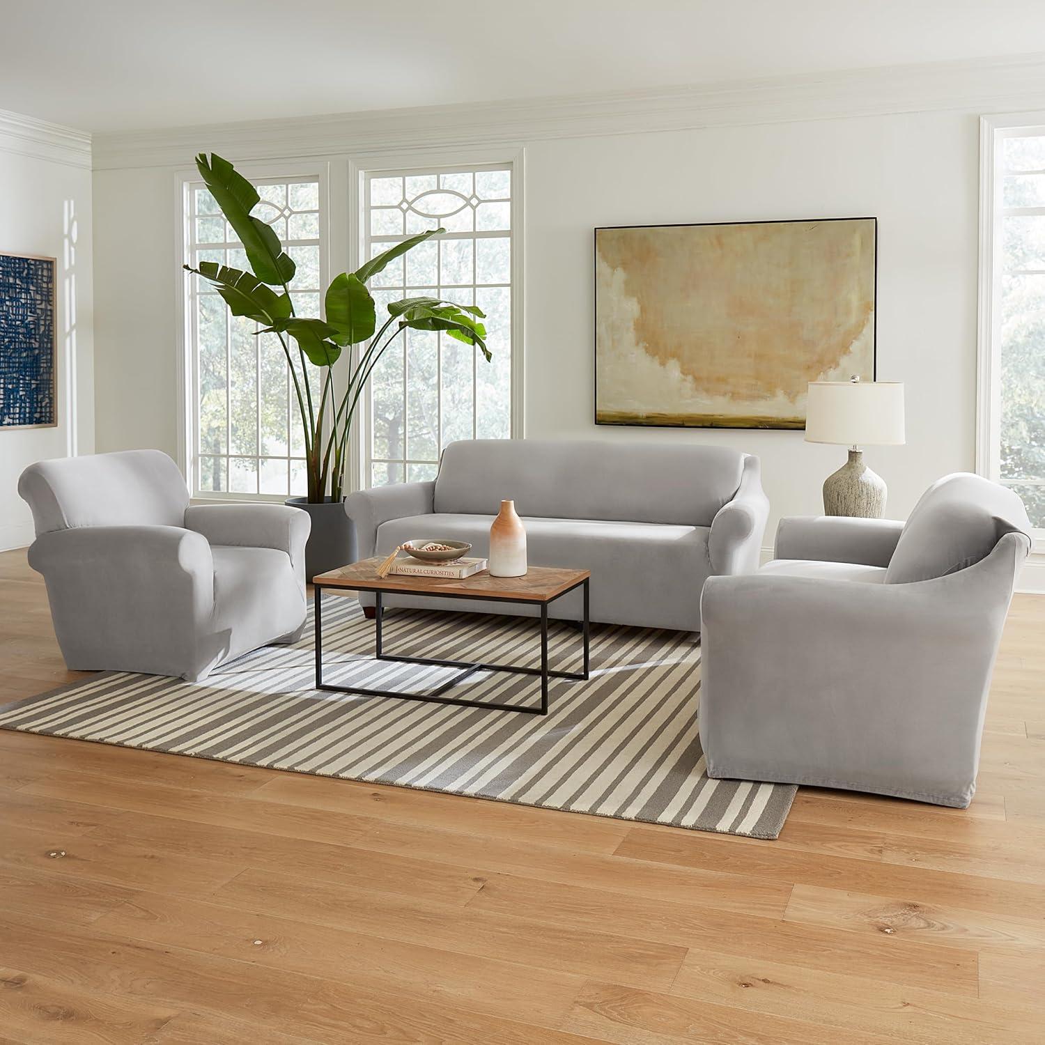 Funda de Sofá Stretch Hampstead SureFit Gris Claro 188-244 cm