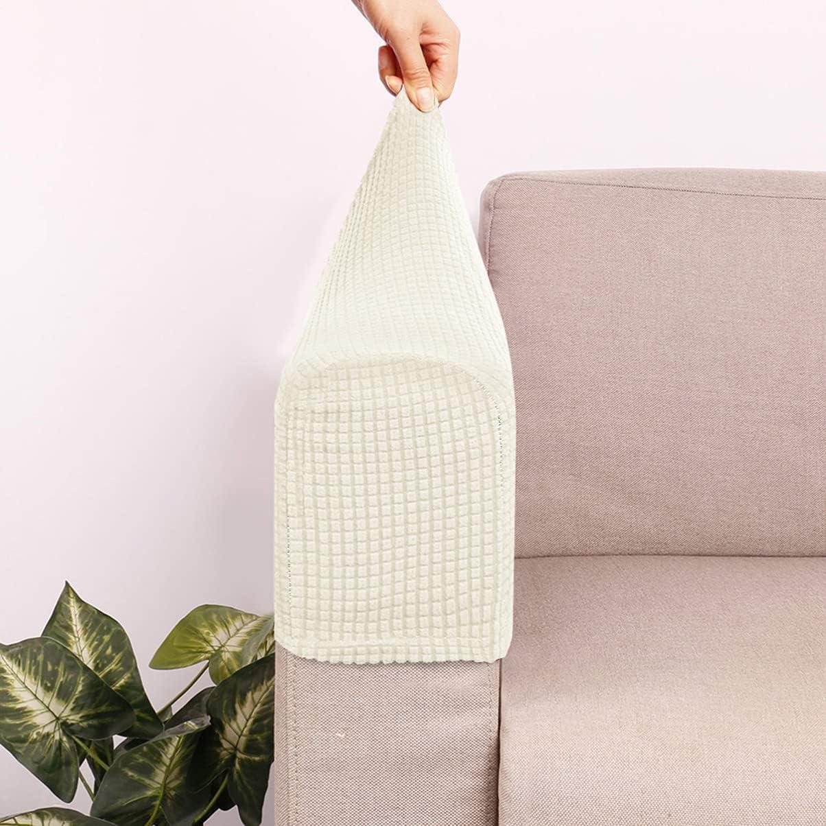 Fundas de Brazo de Sofá RCFINE 2 Pcs Antideslizantes Beige