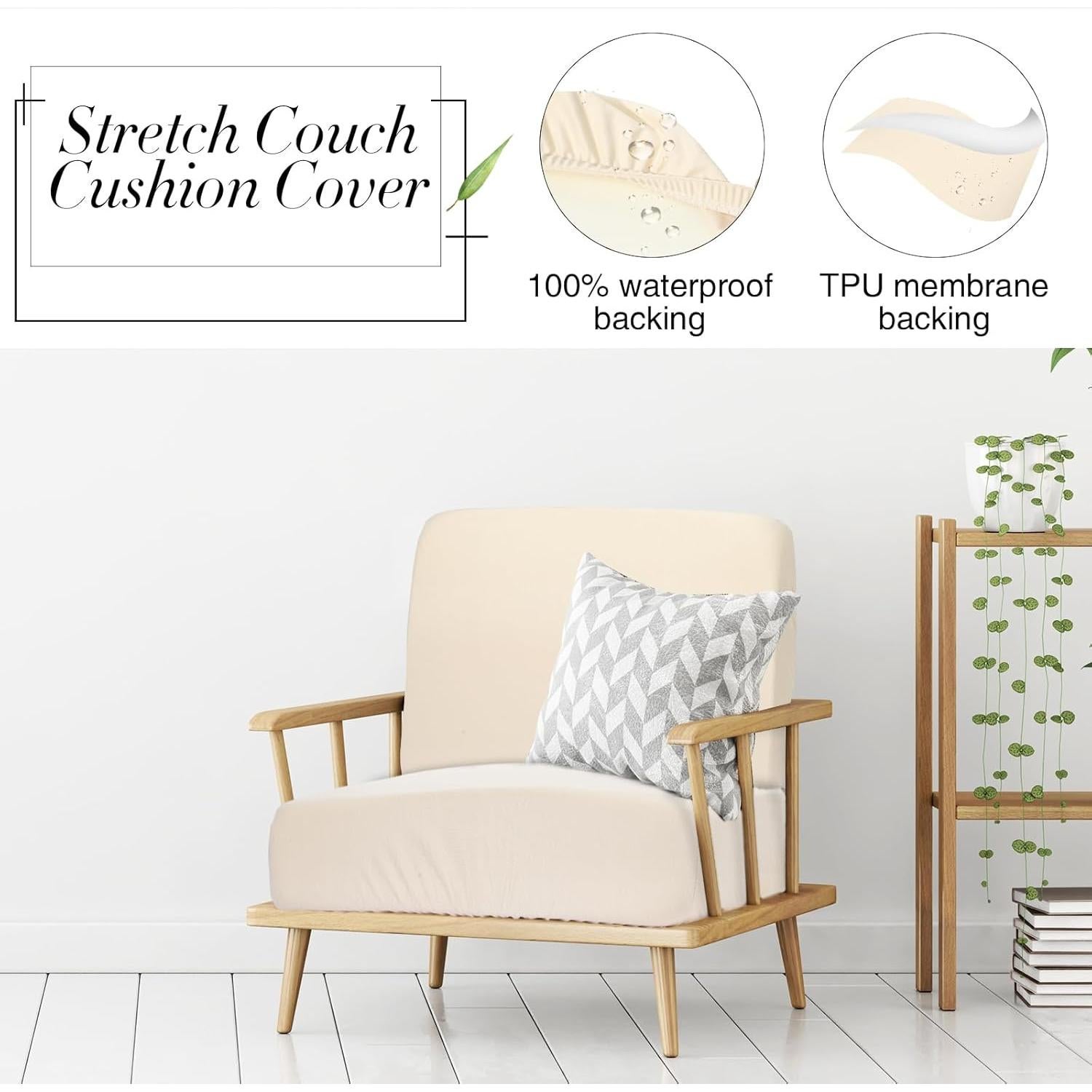 Fundas de Cojines Estirables Newwiee 12 Pcs Impermeables Beige